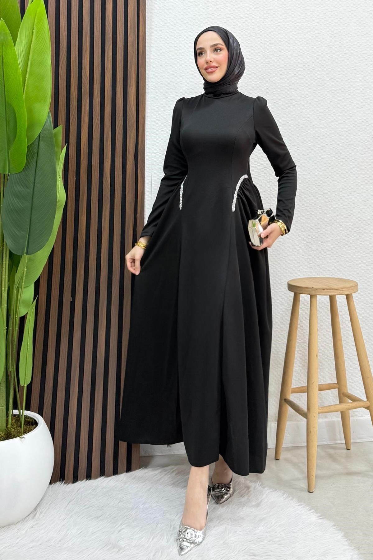 Polyana Krep Abiye Siyah