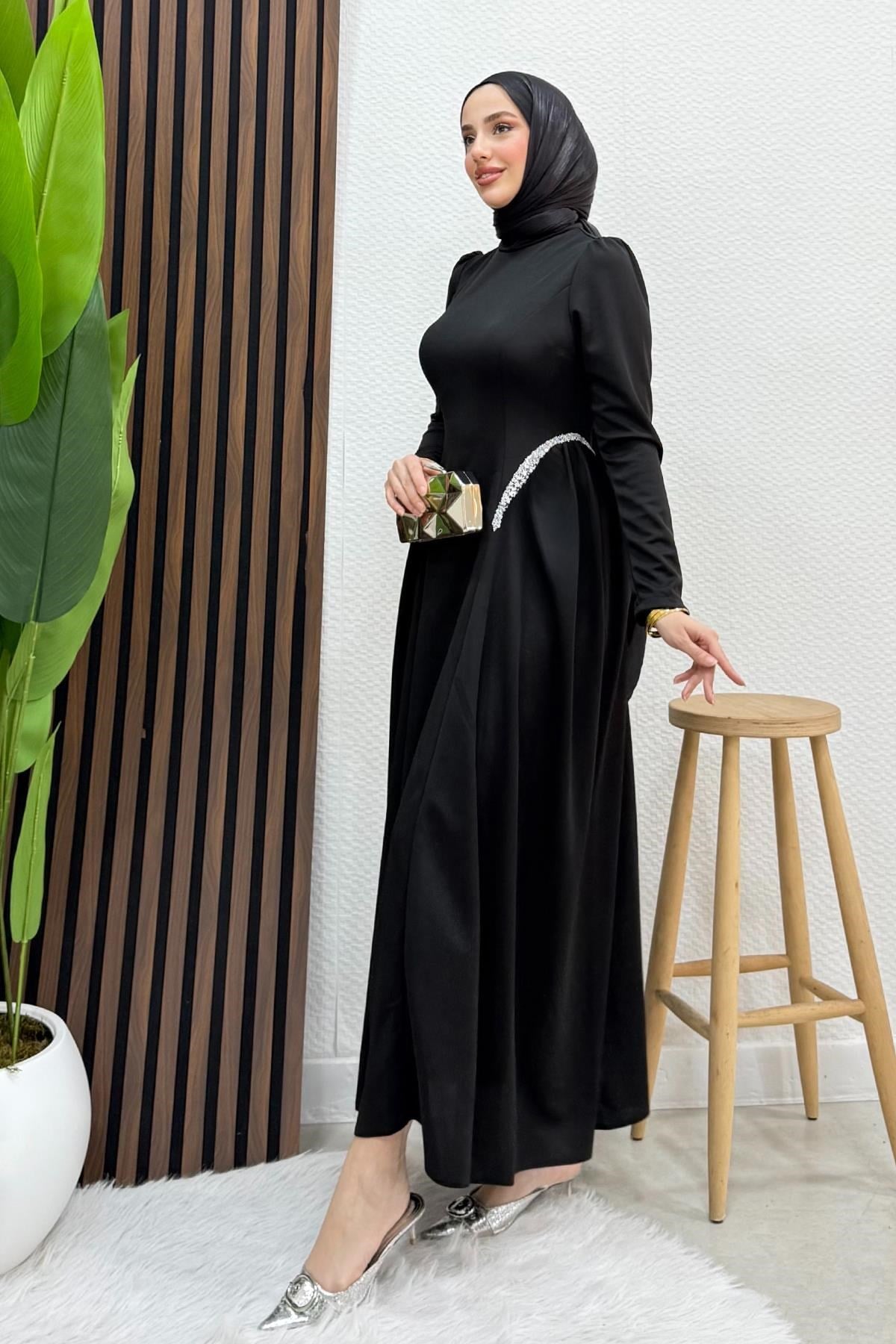 Polyana Krep Abiye Siyah