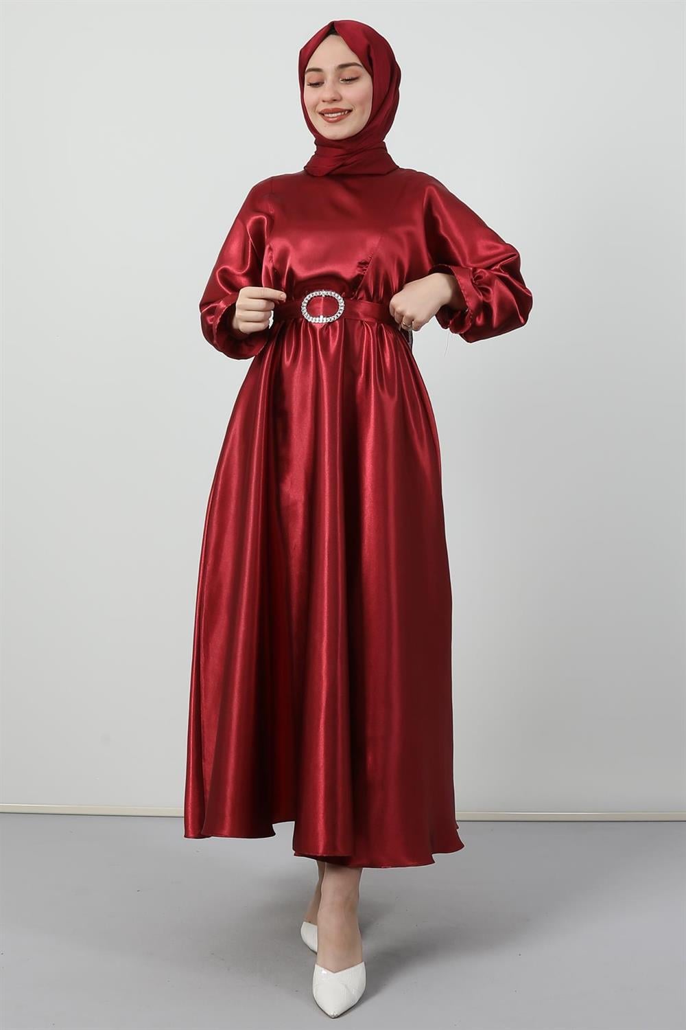 Prenses Tesettür Abiye Bordo