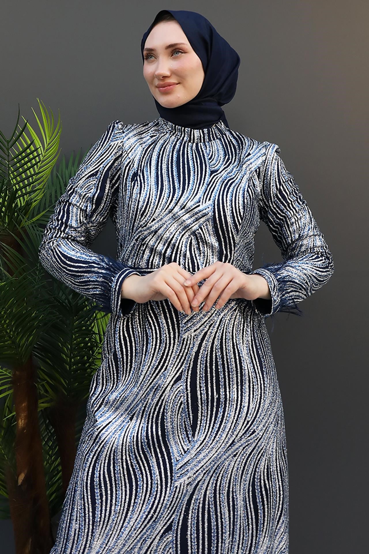 Rabia Tesettür Abiye Lacivert