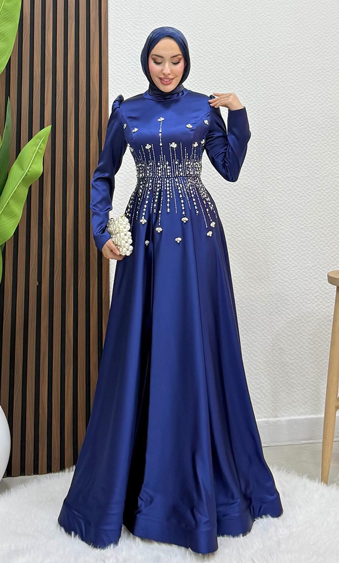 Raya Saten Abiye Lacivert