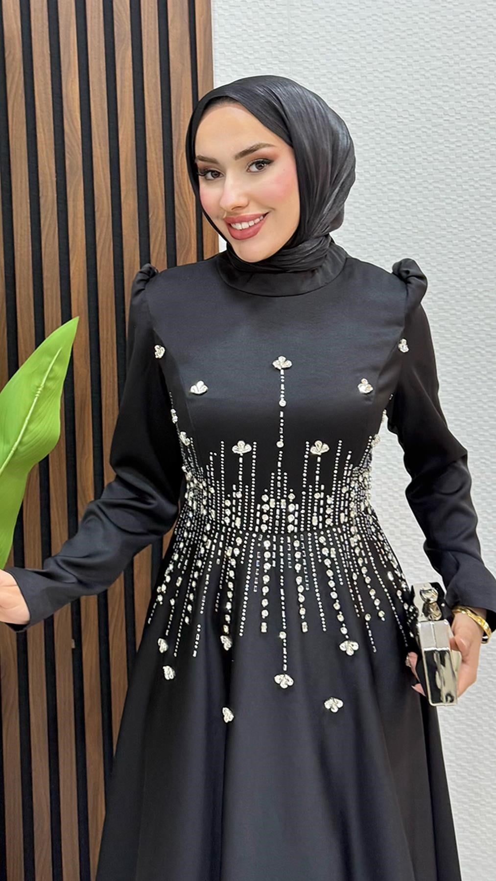 Raya Saten Abiye Siyah