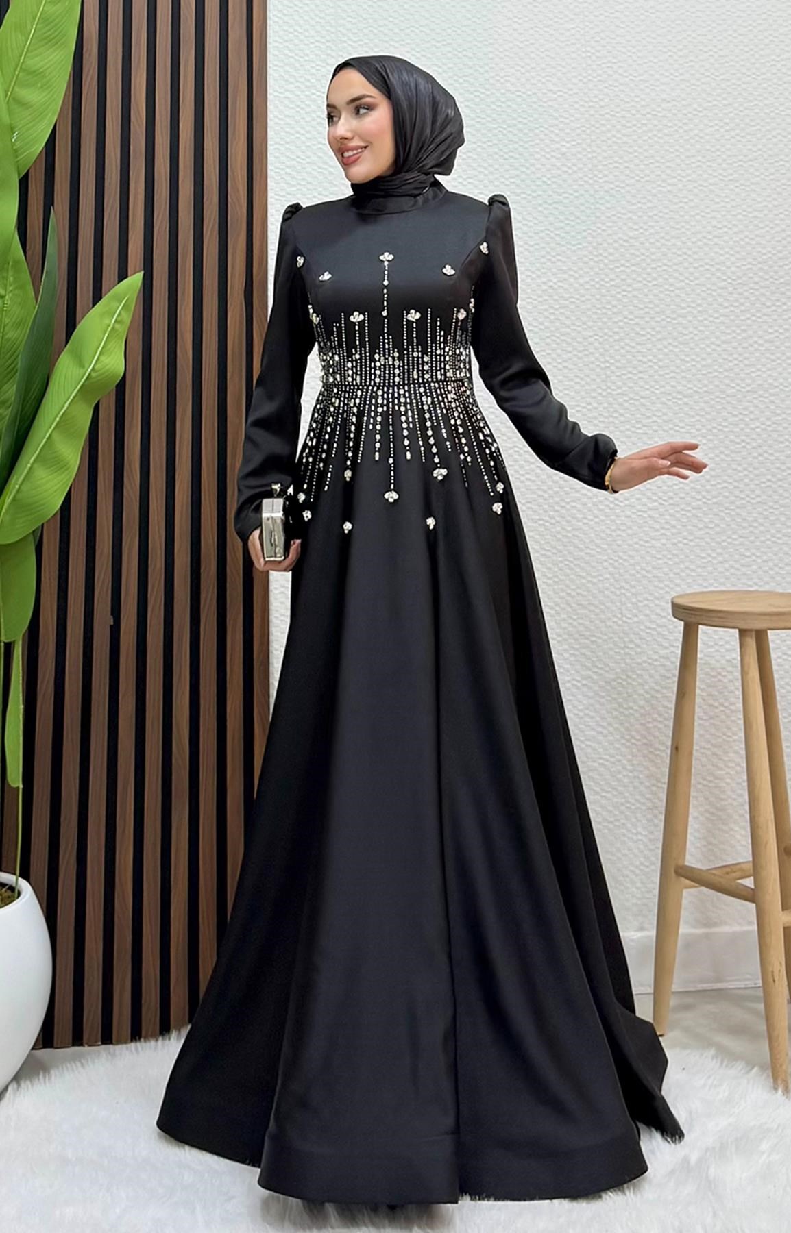 Raya Saten Abiye Siyah