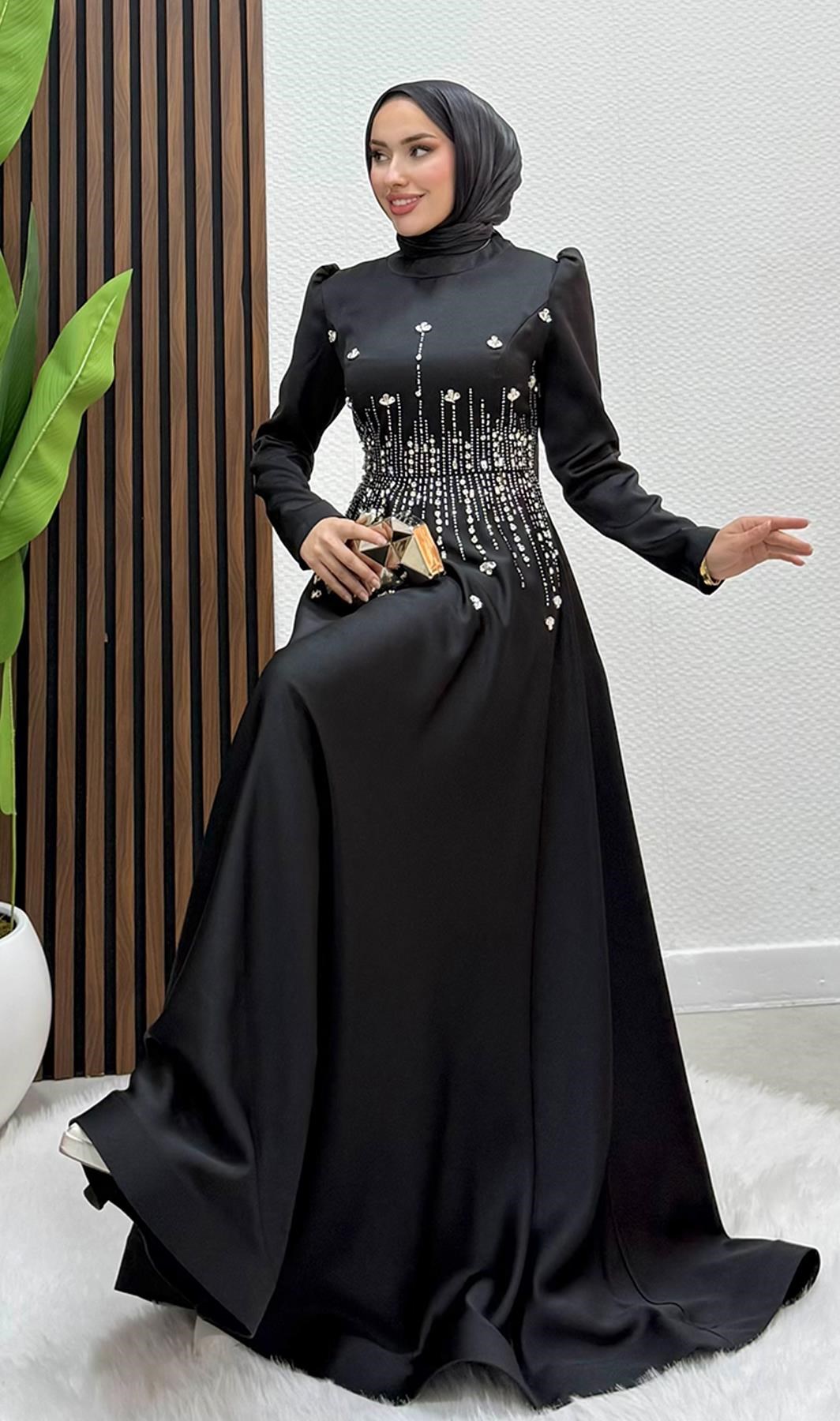Raya Saten Abiye Siyah