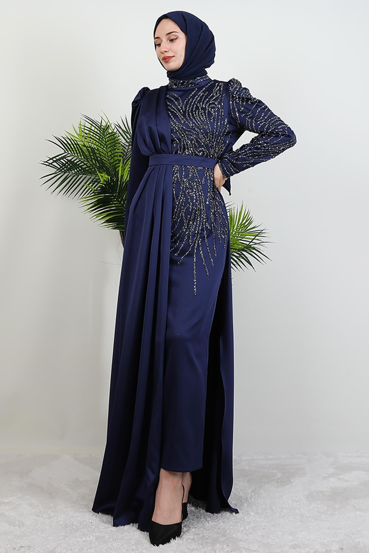 Royal Saten Abiye Lacivert