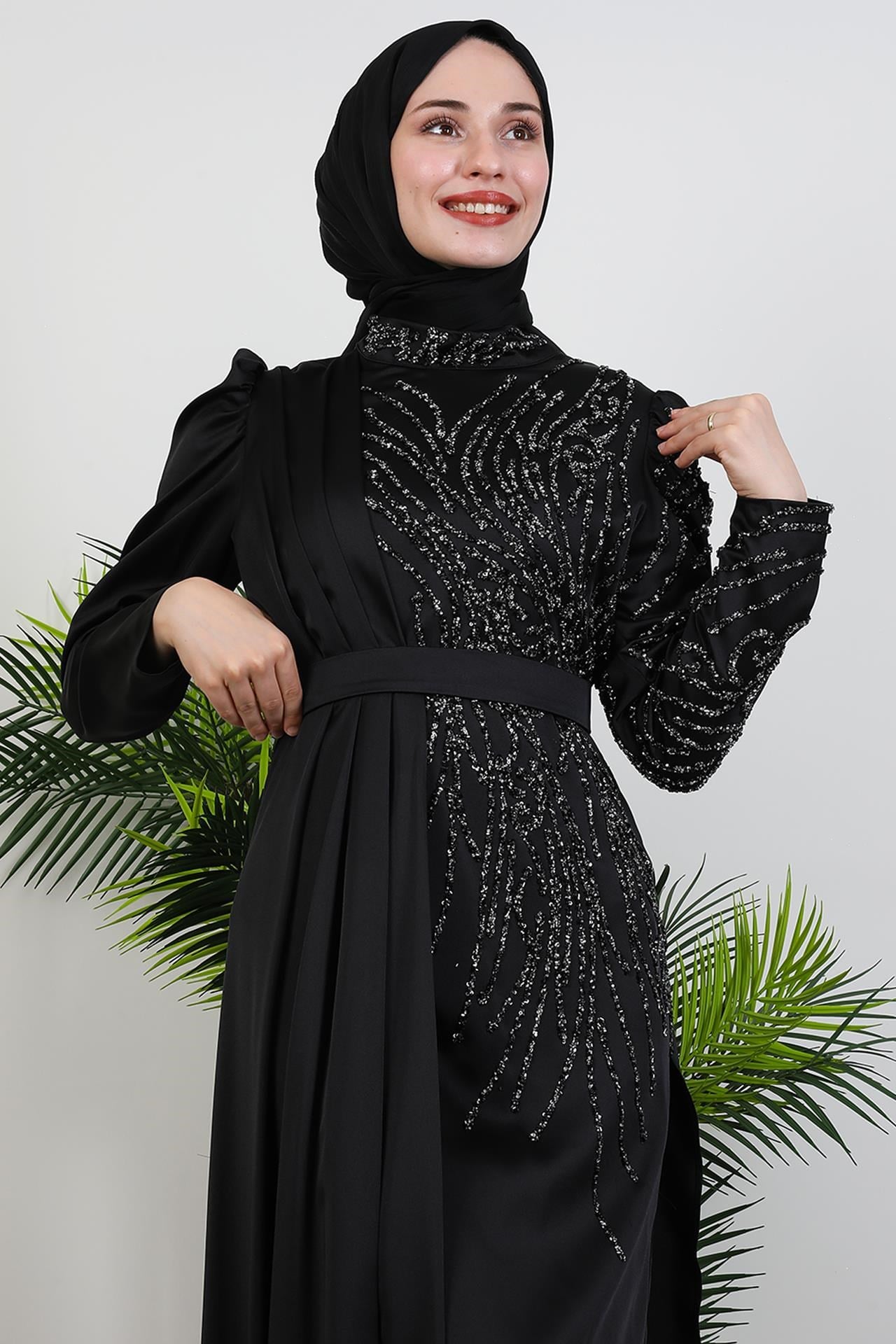 Royal Saten Abiye Siyah