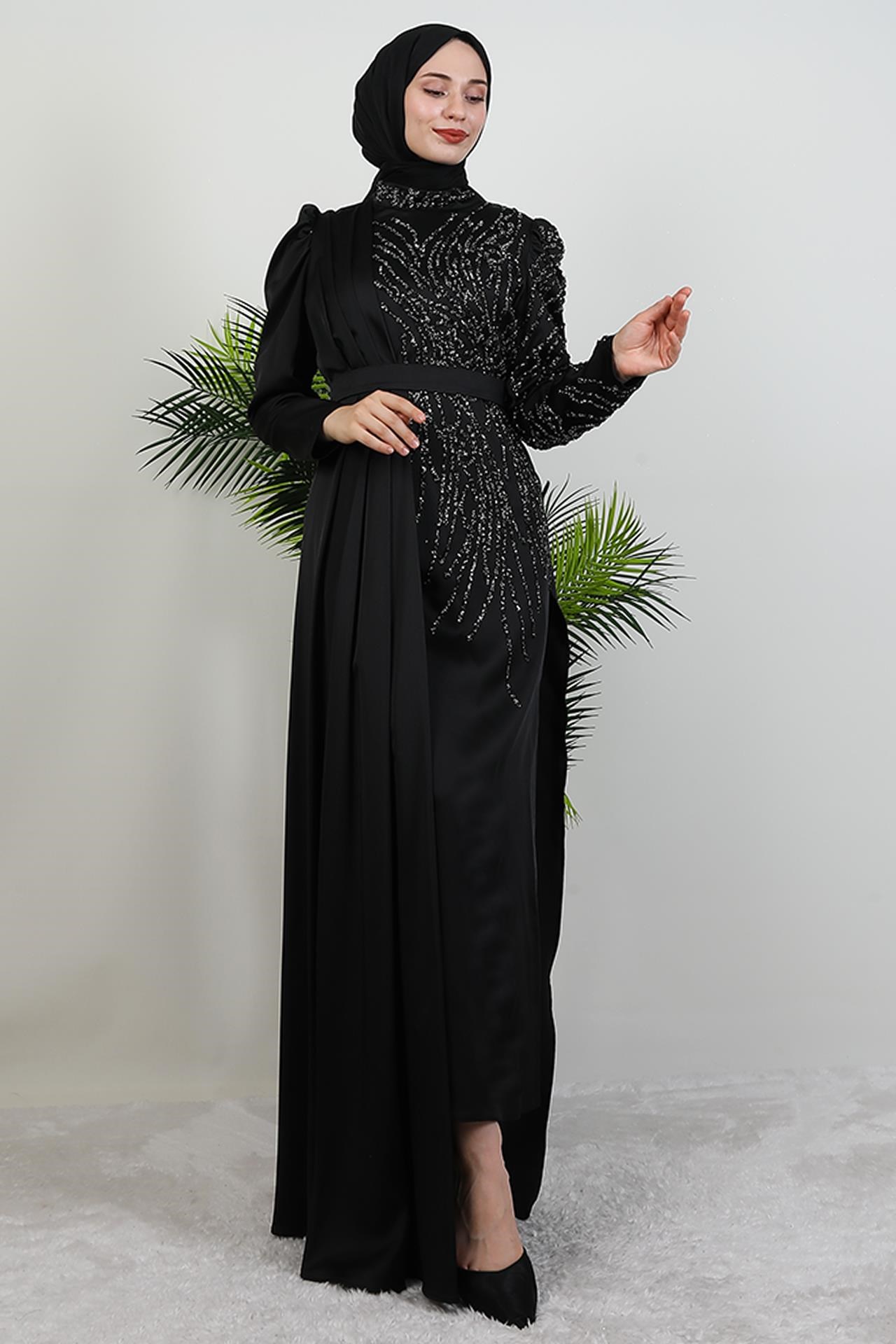 Royal Saten Abiye Siyah