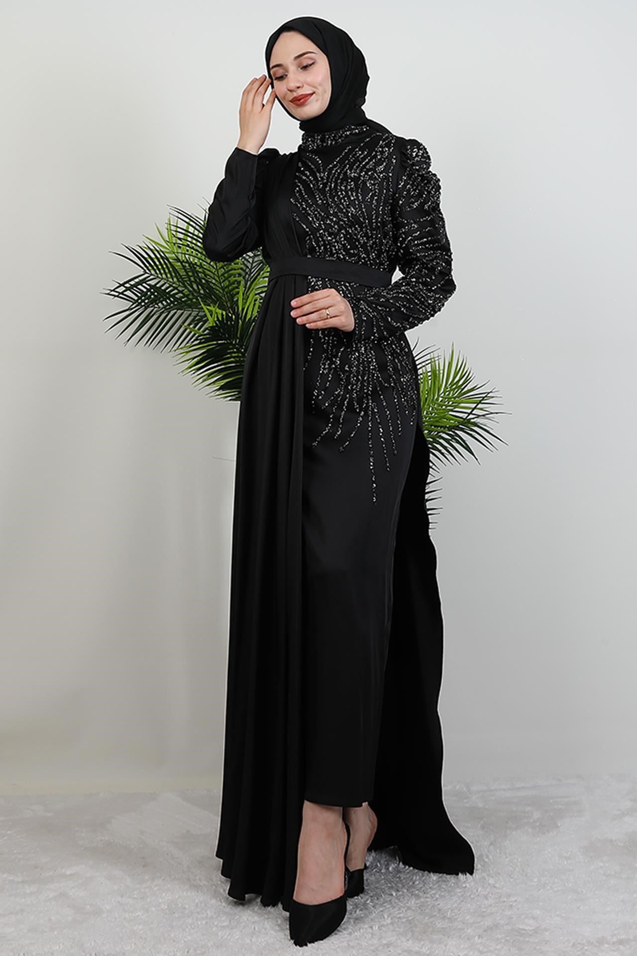 Royal Saten Abiye Siyah