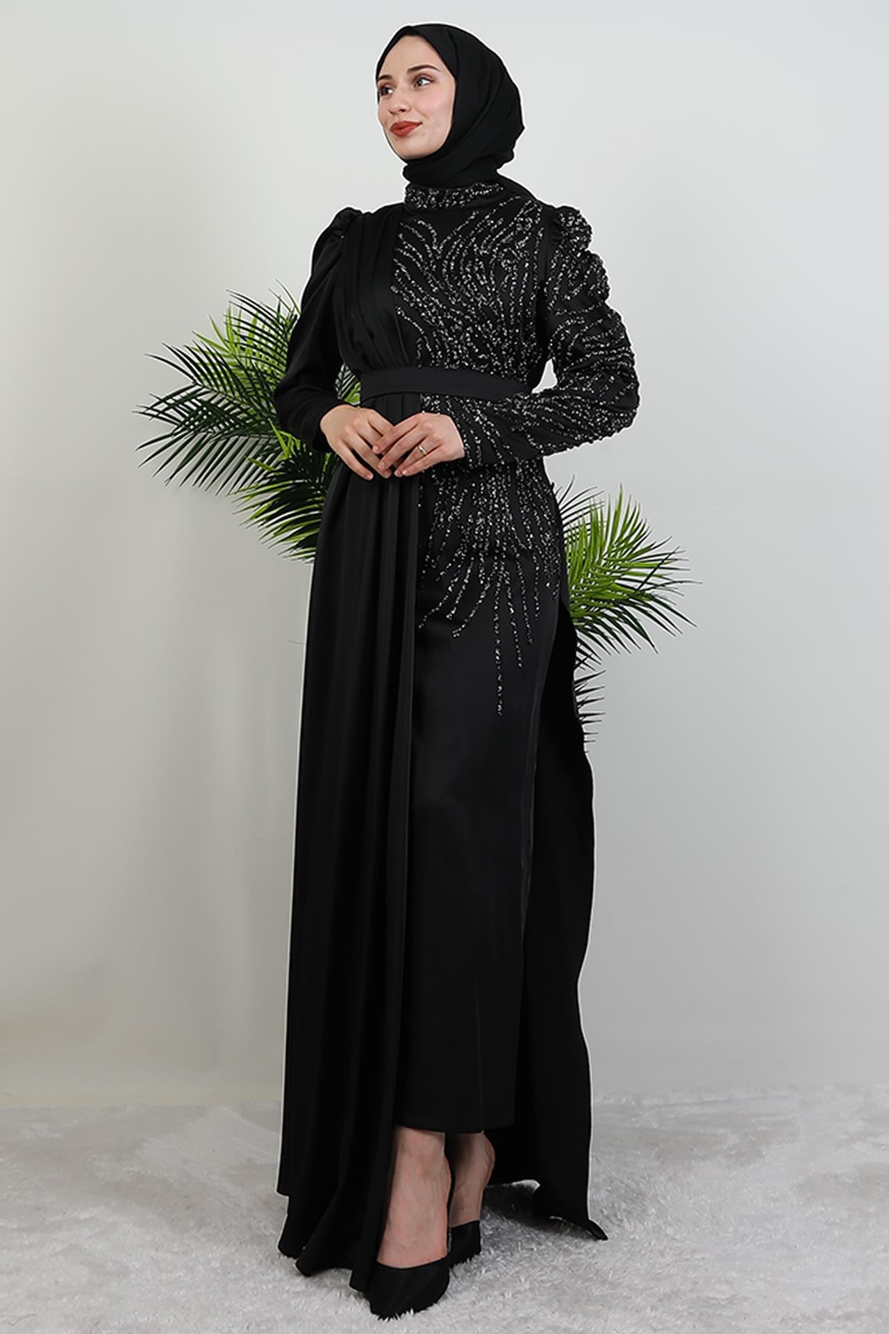 Royal Saten Abiye Siyah