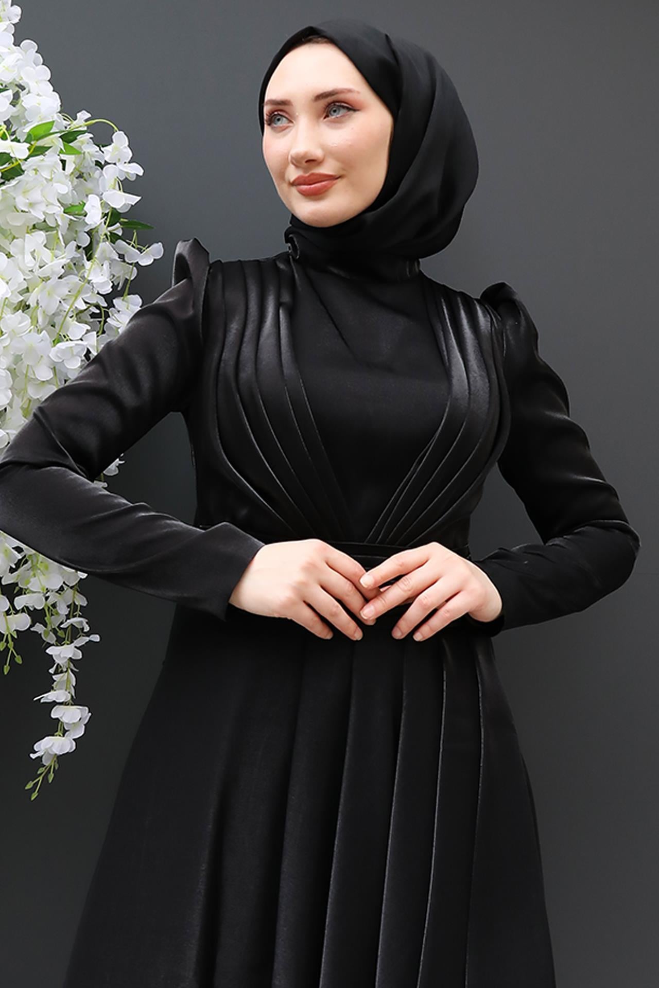 Sade Tesettür Abiye Siyah
