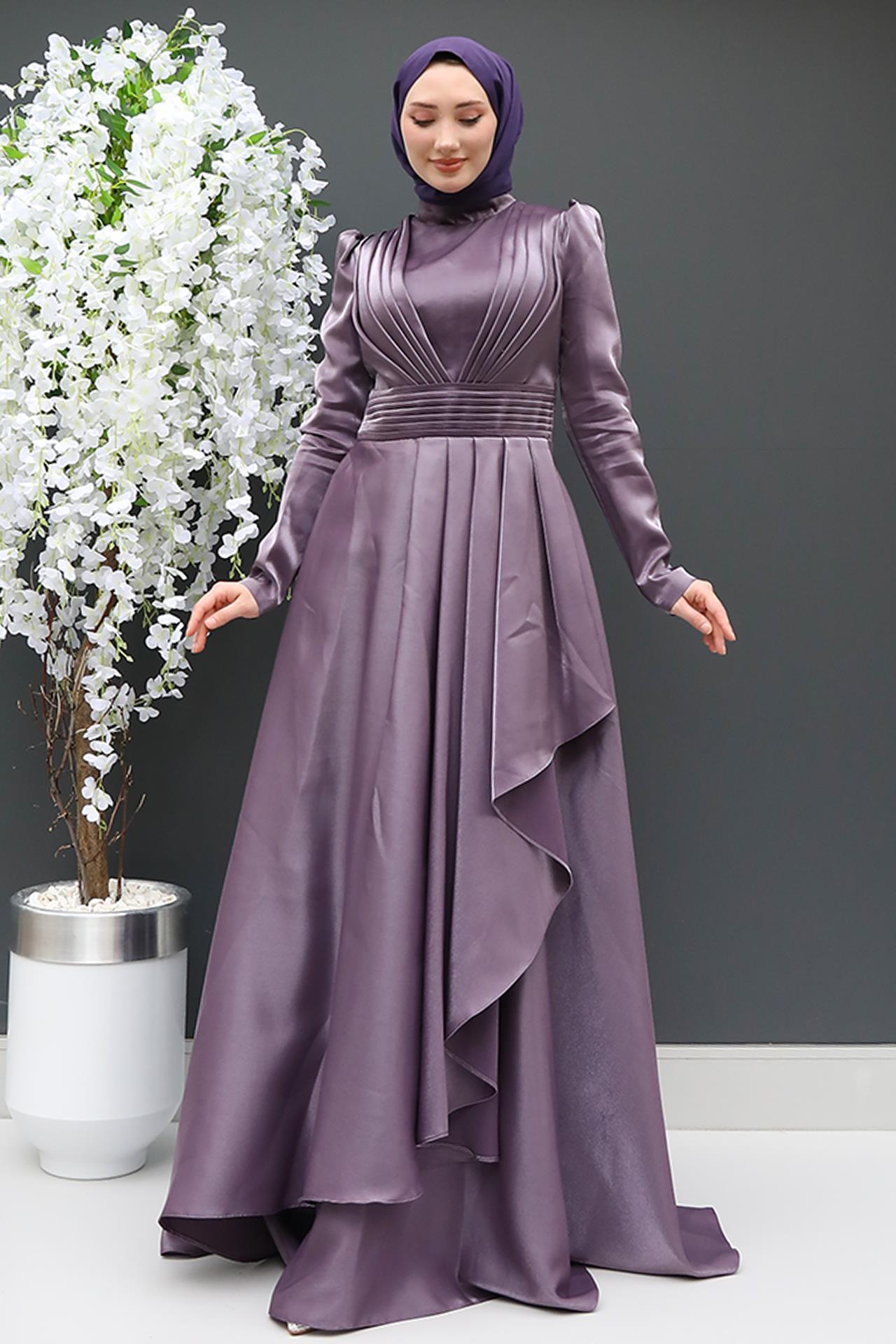 Sade Tesettür Abiye Soft Lila