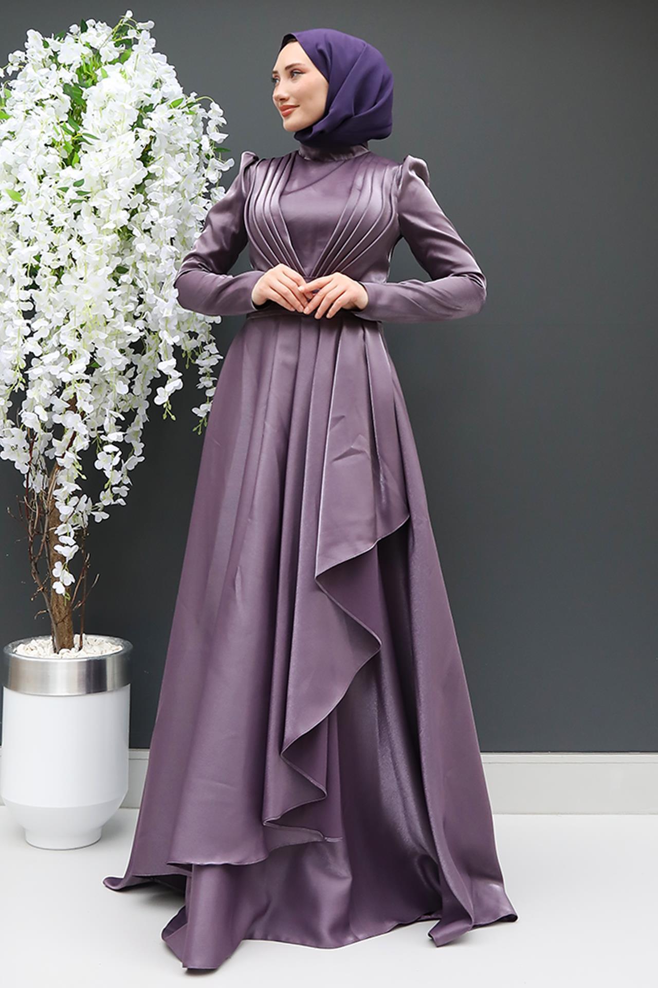 Sade Tesettür Abiye Soft Lila
