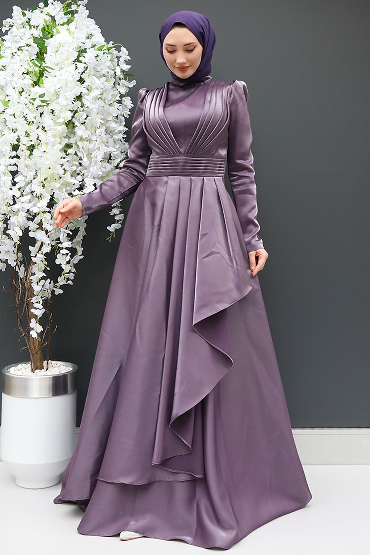 Sade Tesettür Abiye Soft Lila