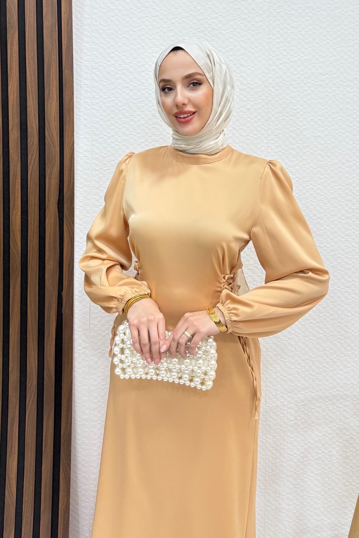 Sahra Tesettür Elbise Bal Köpüğü