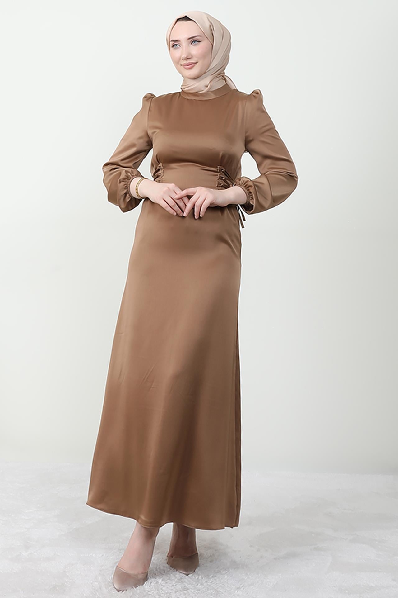 Sahra Tesettür Elbise Karamel