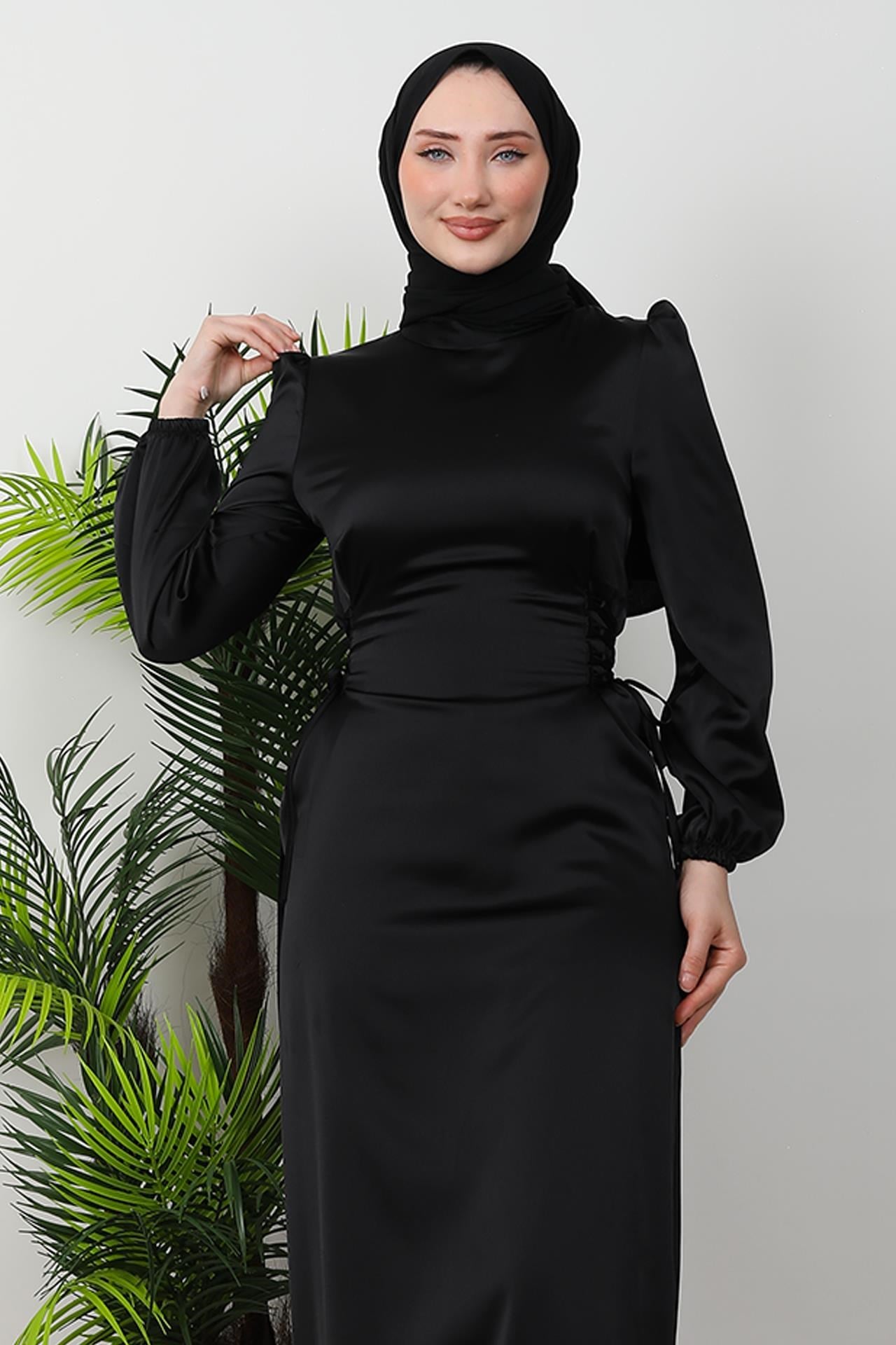 Sahra Tesettür Elbise Siyah