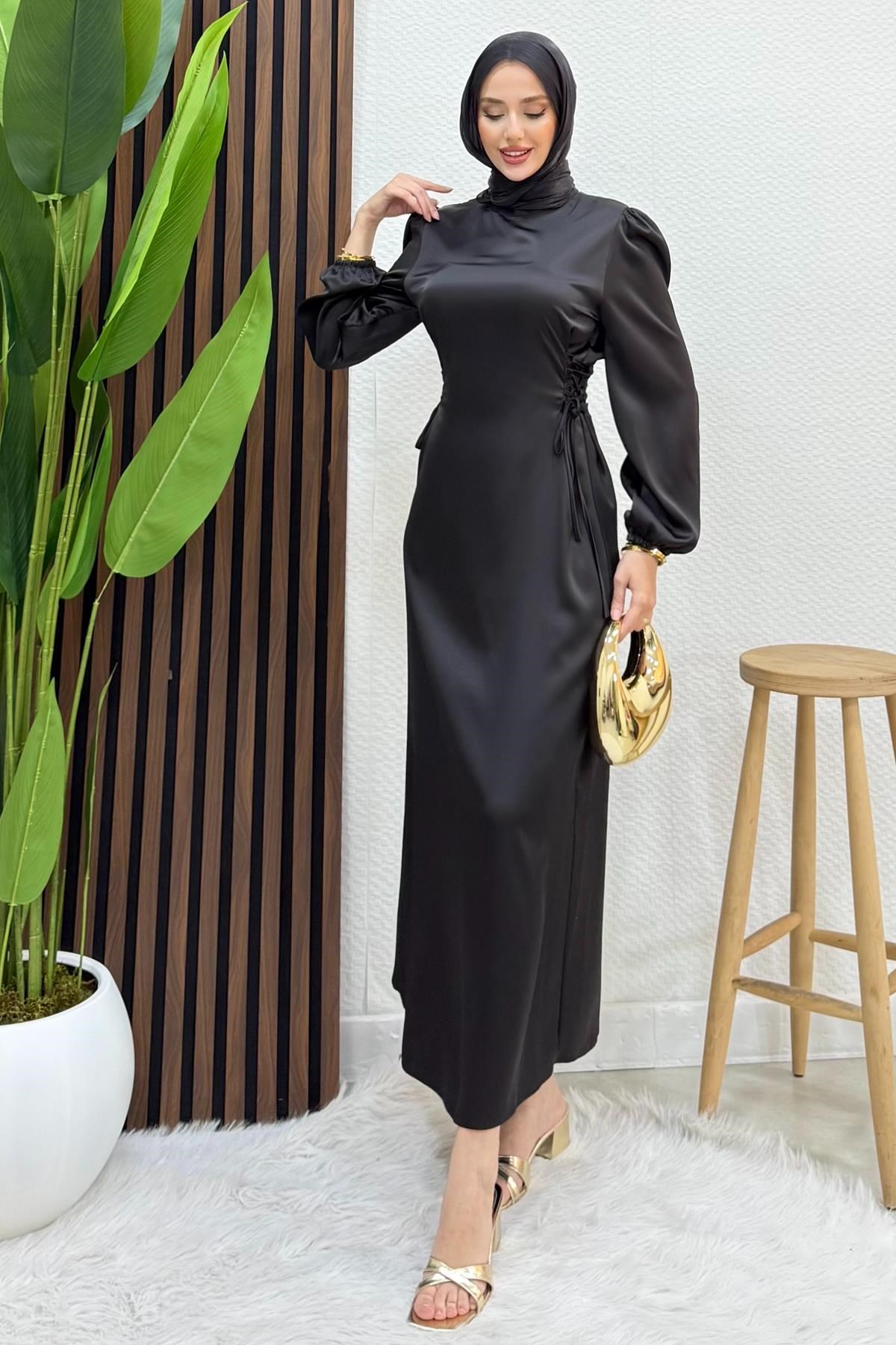 Sahra Tesettür Elbise Siyah