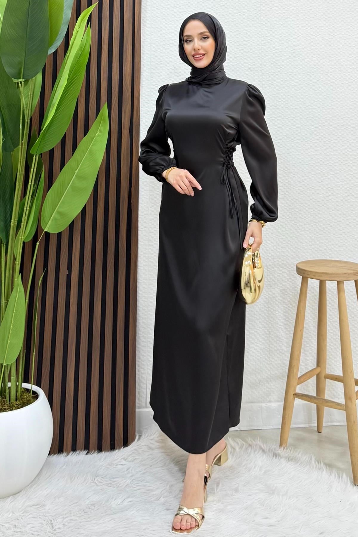 Sahra Tesettür Elbise Siyah