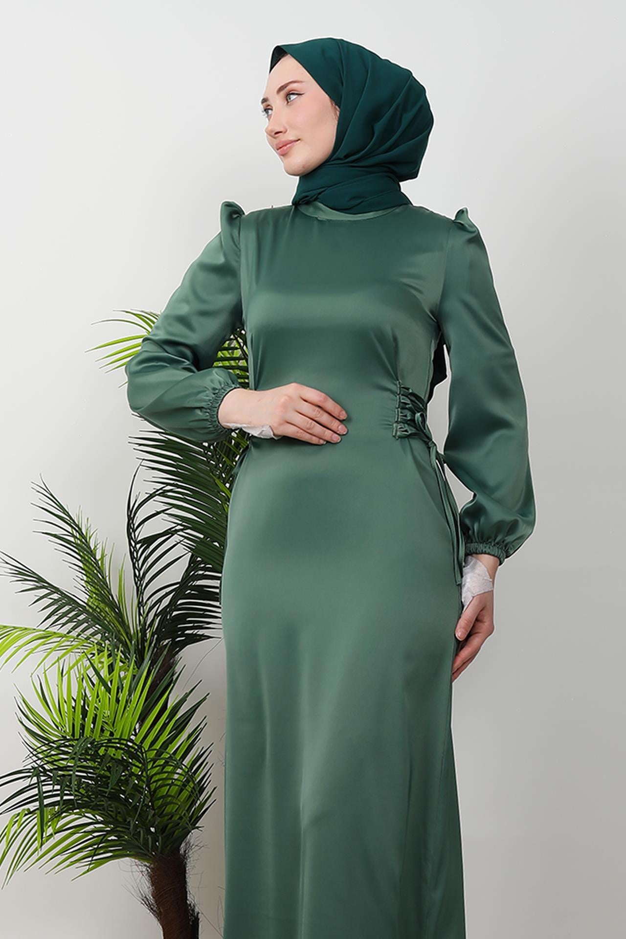 Sahra Tesettür Elbise Soft Yeşil