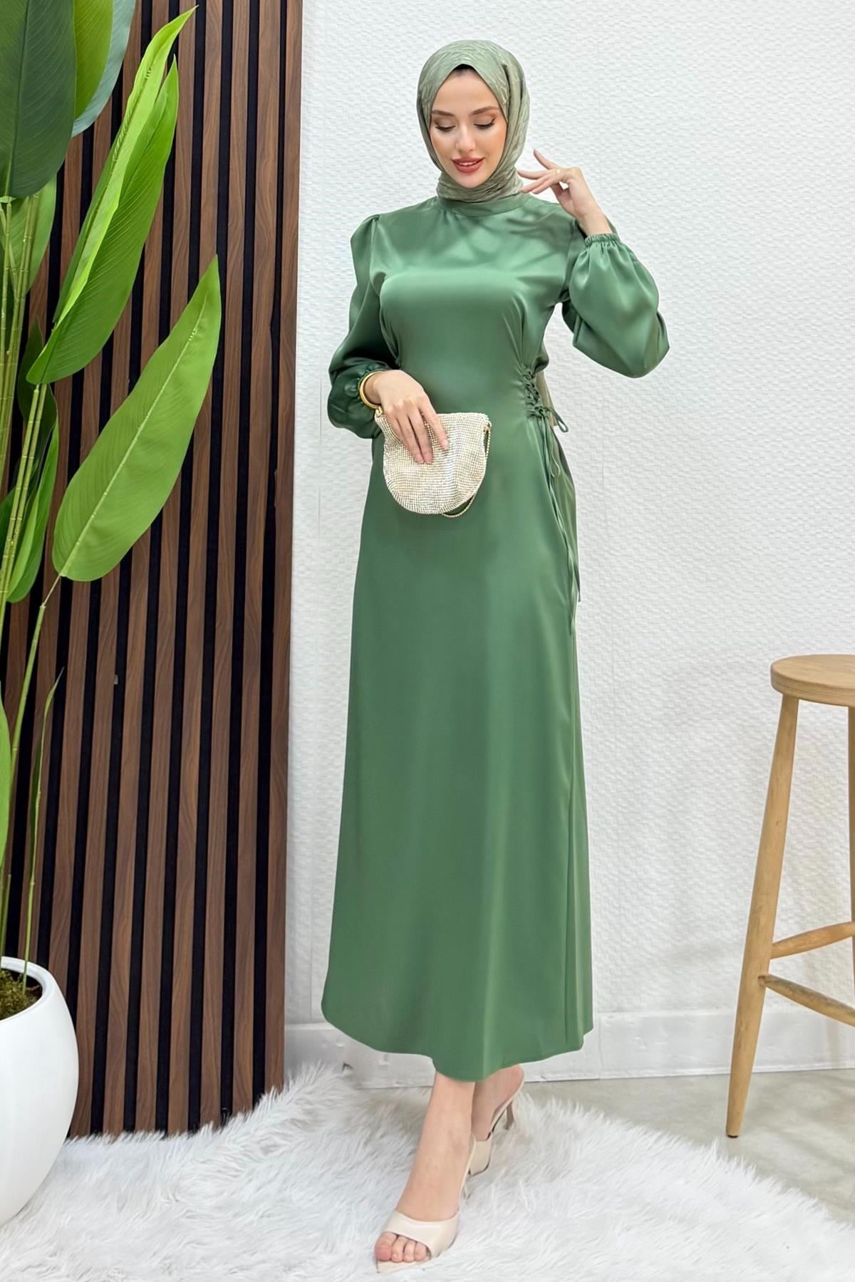 Sahra Tesettür Elbise Soft Yeşil