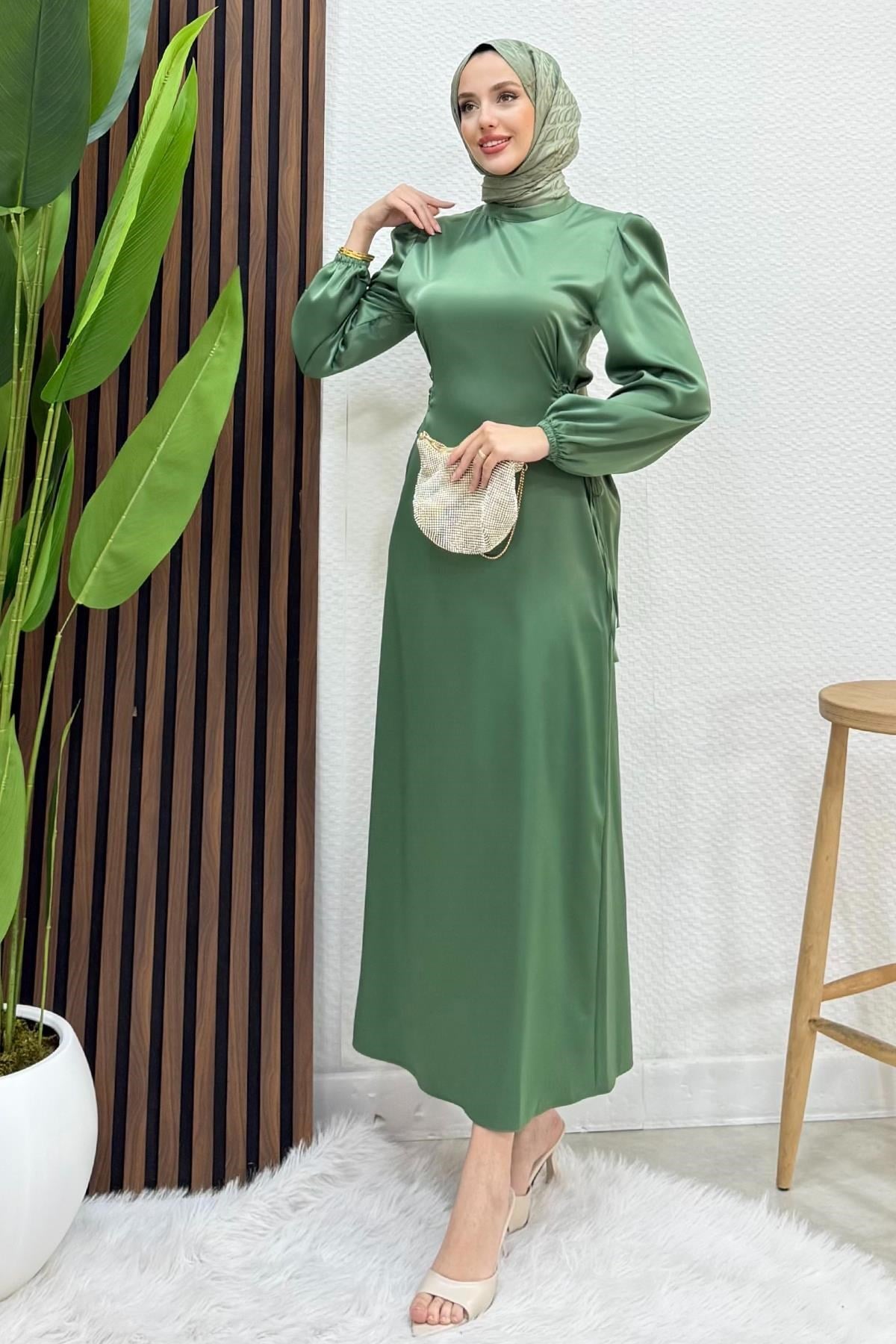 Sahra Tesettür Elbise Soft Yeşil