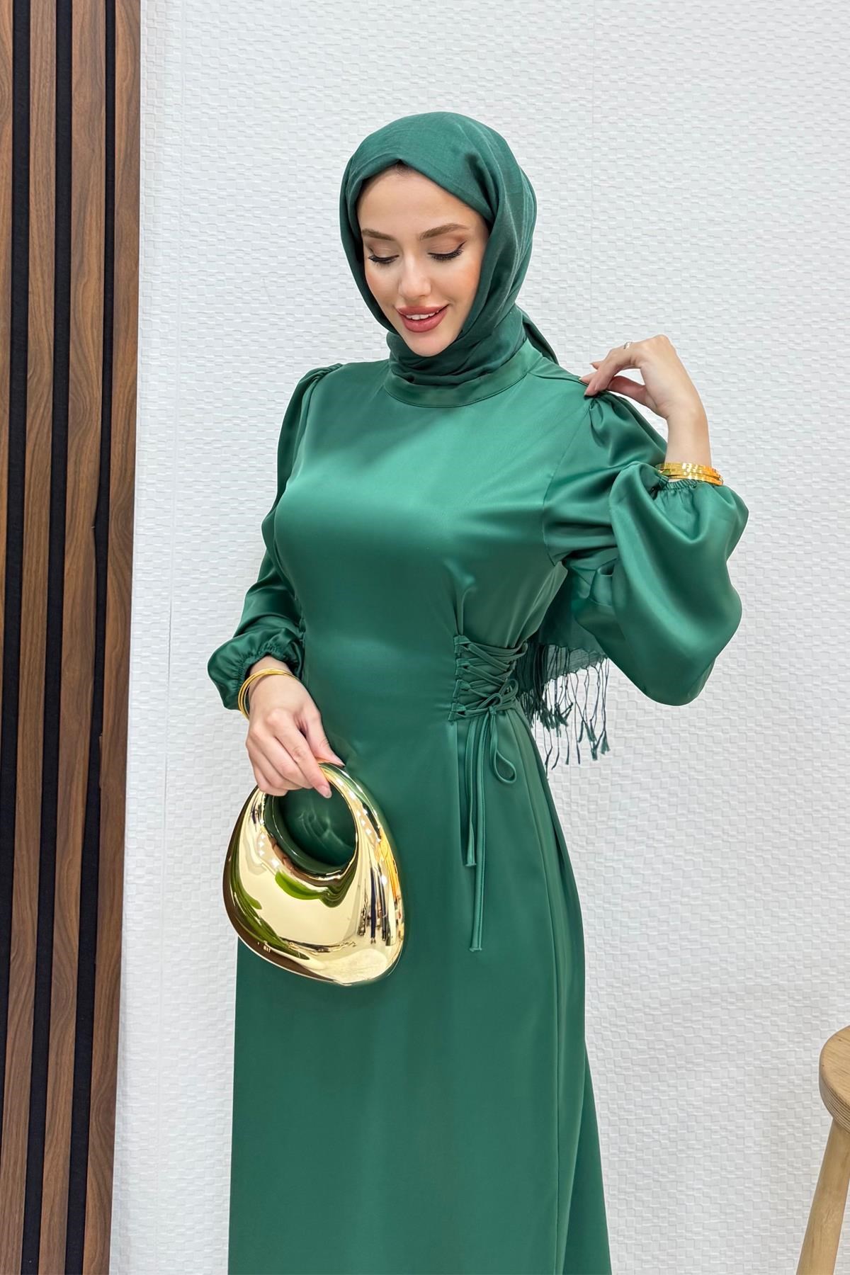 Sahra Tesettür Elbise Yeşil