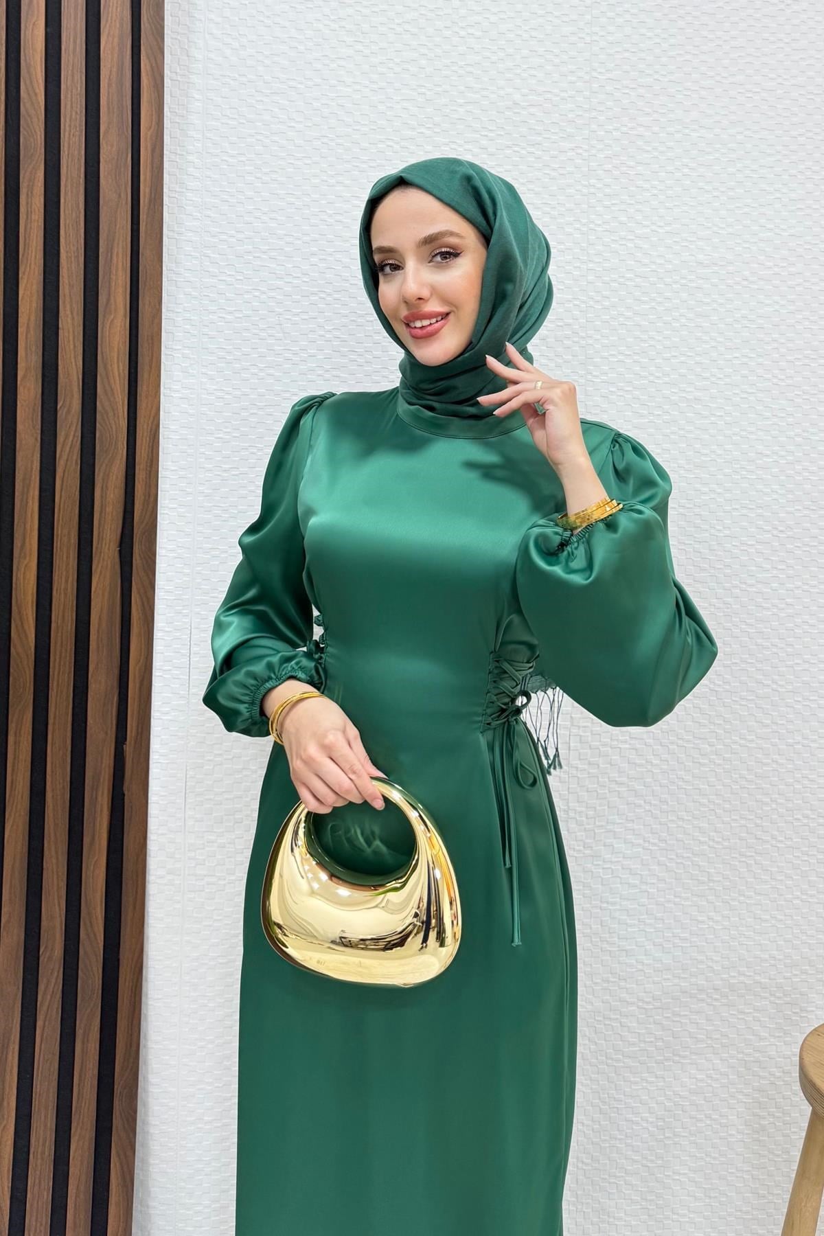 Sahra Tesettür Elbise Yeşil