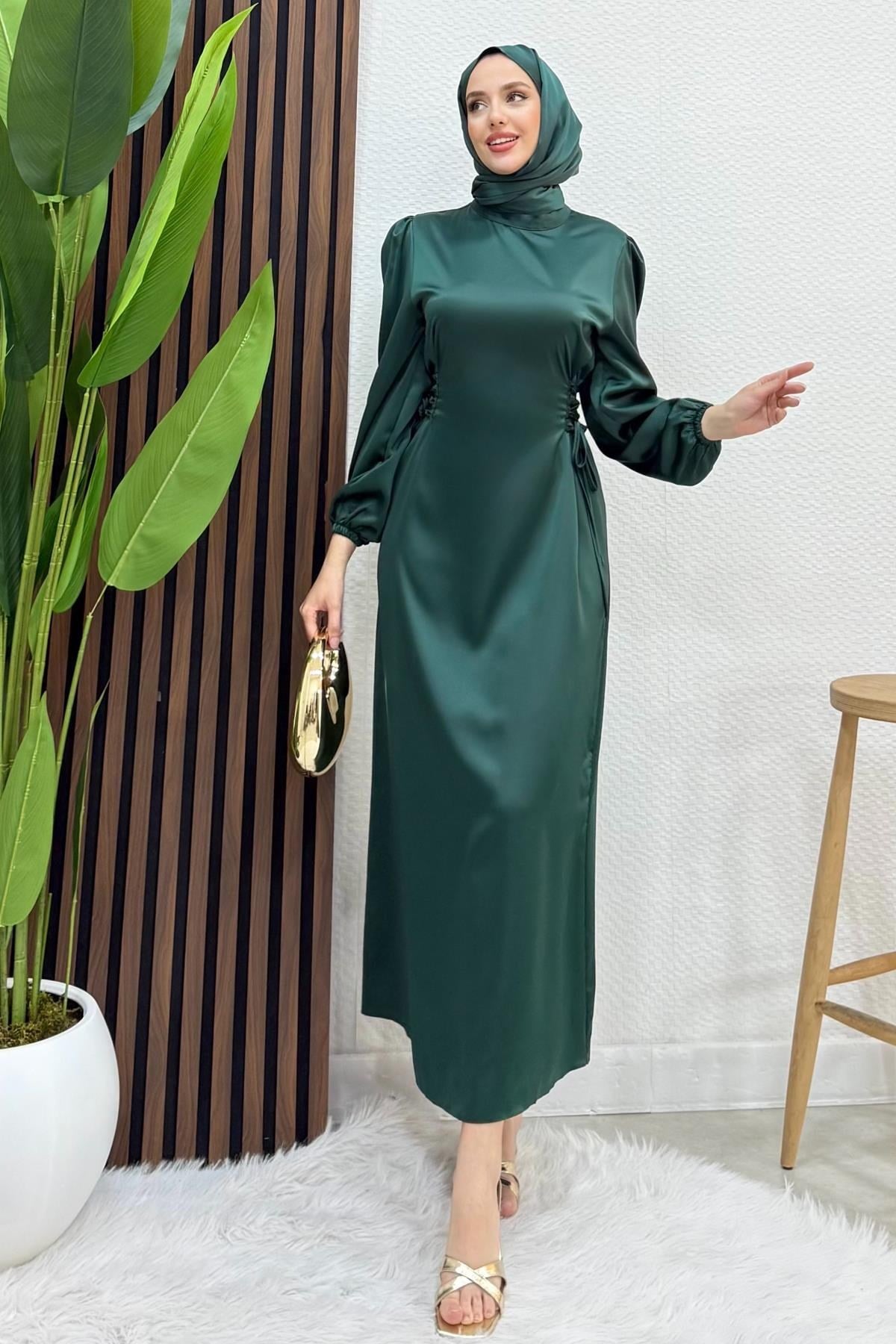 Sahra Tesettür Elbise Zümrüt