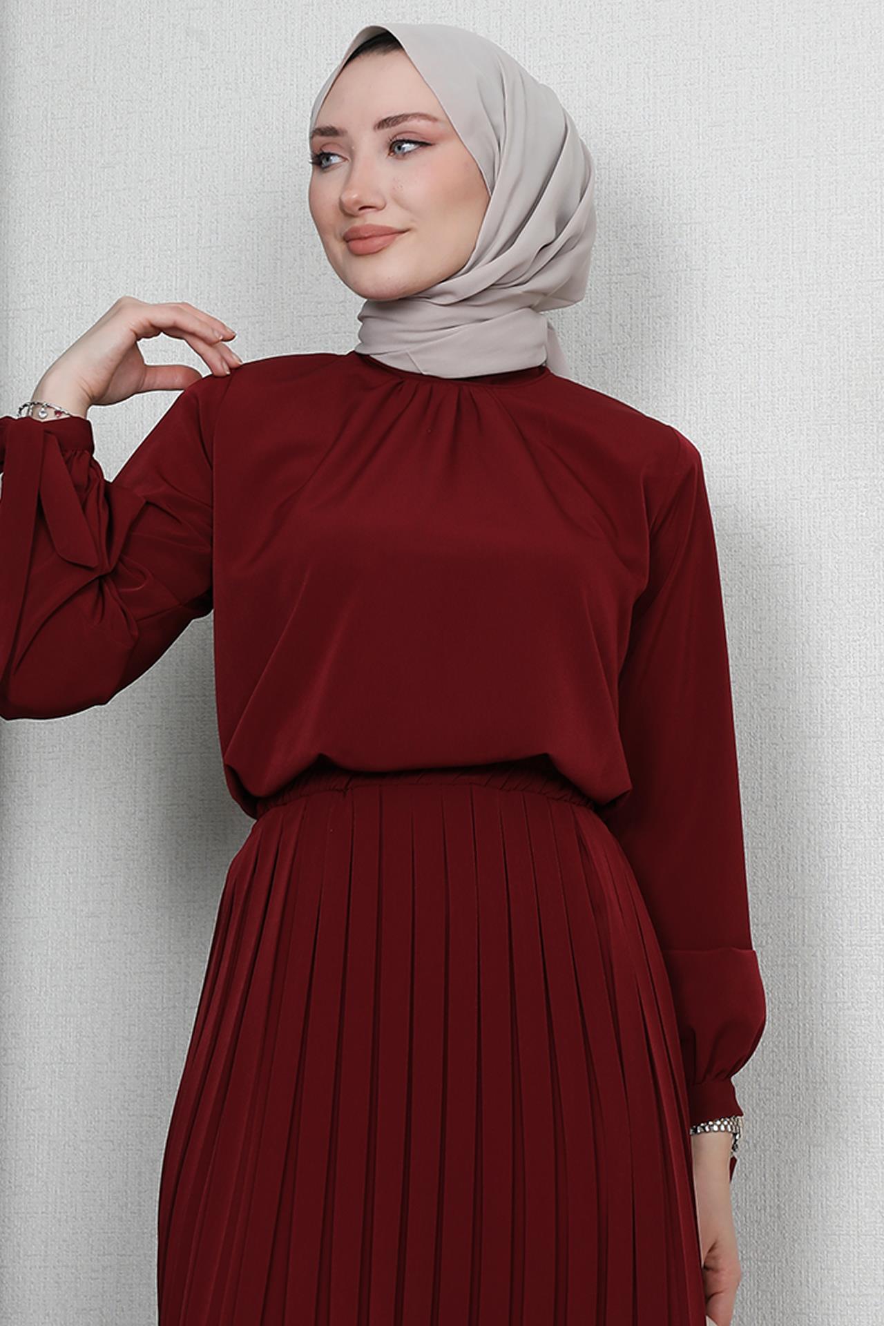 Sare Tesettür Takım Bordo
