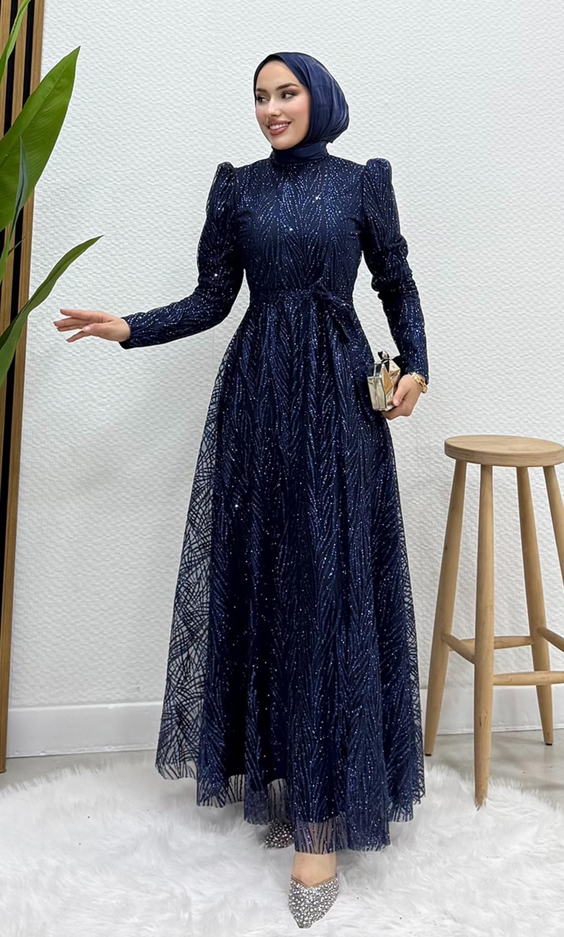Selma Simli Abiye Lacivert