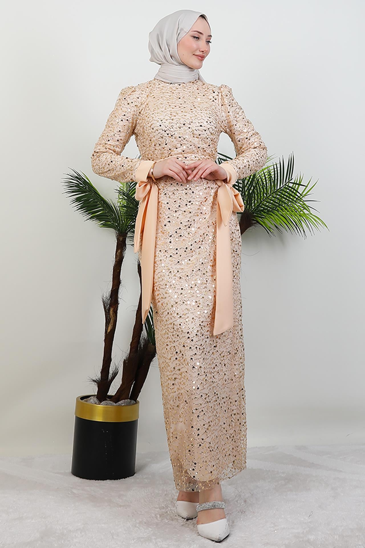 Sena Pullu Elbise Gold