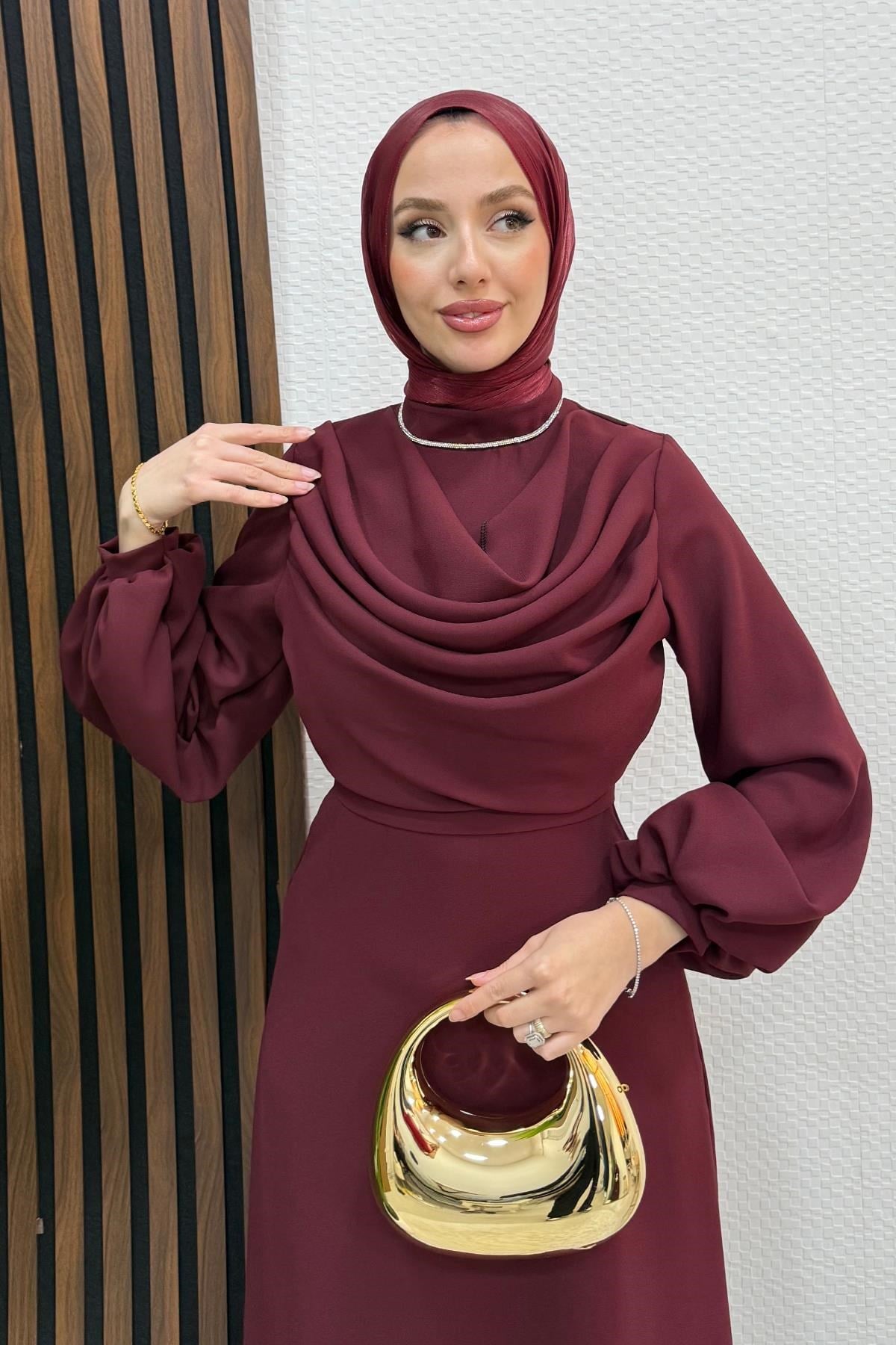 Sevde Krep Abiye Bordo