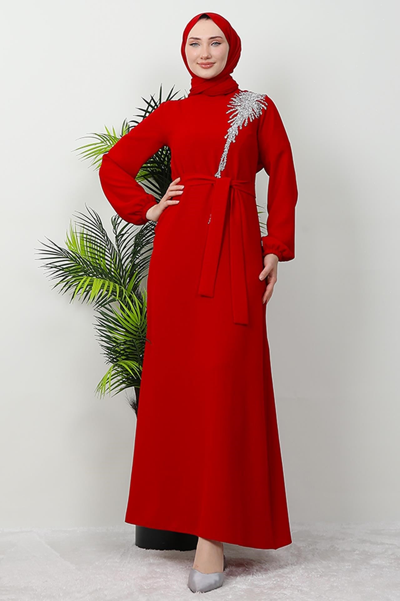 Sinem Tesettür Elbise Kırmızı