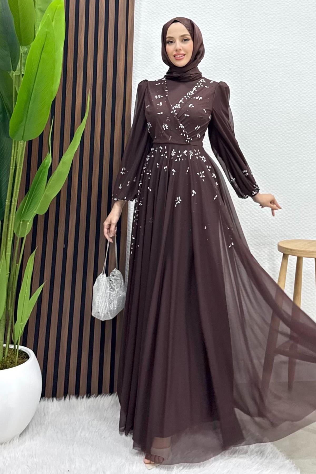 Şirin Tül Abiye Acı Kahve