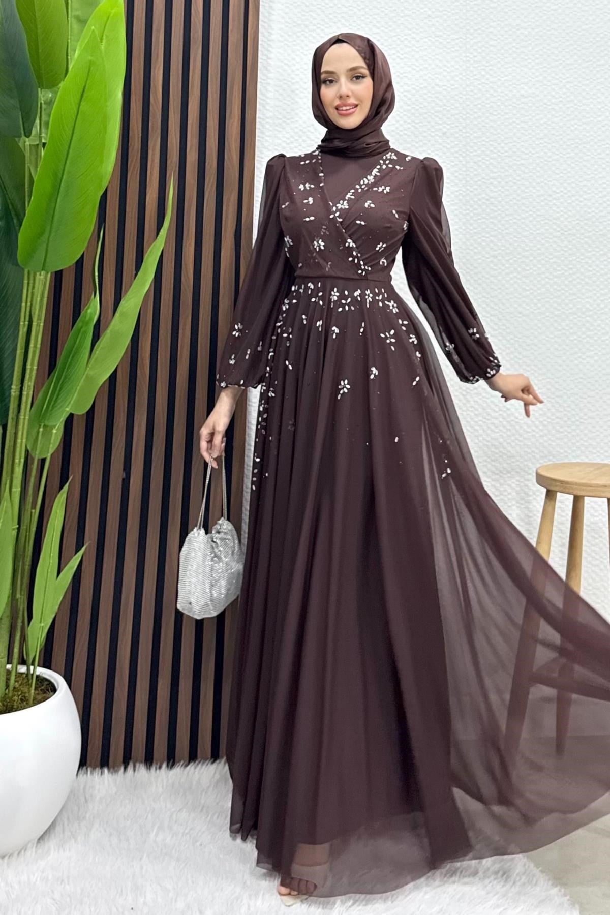 Şirin Tül Abiye Acı Kahve