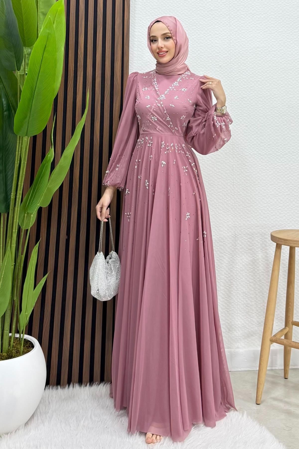 Şirin Tül Abiye Soft Pembe