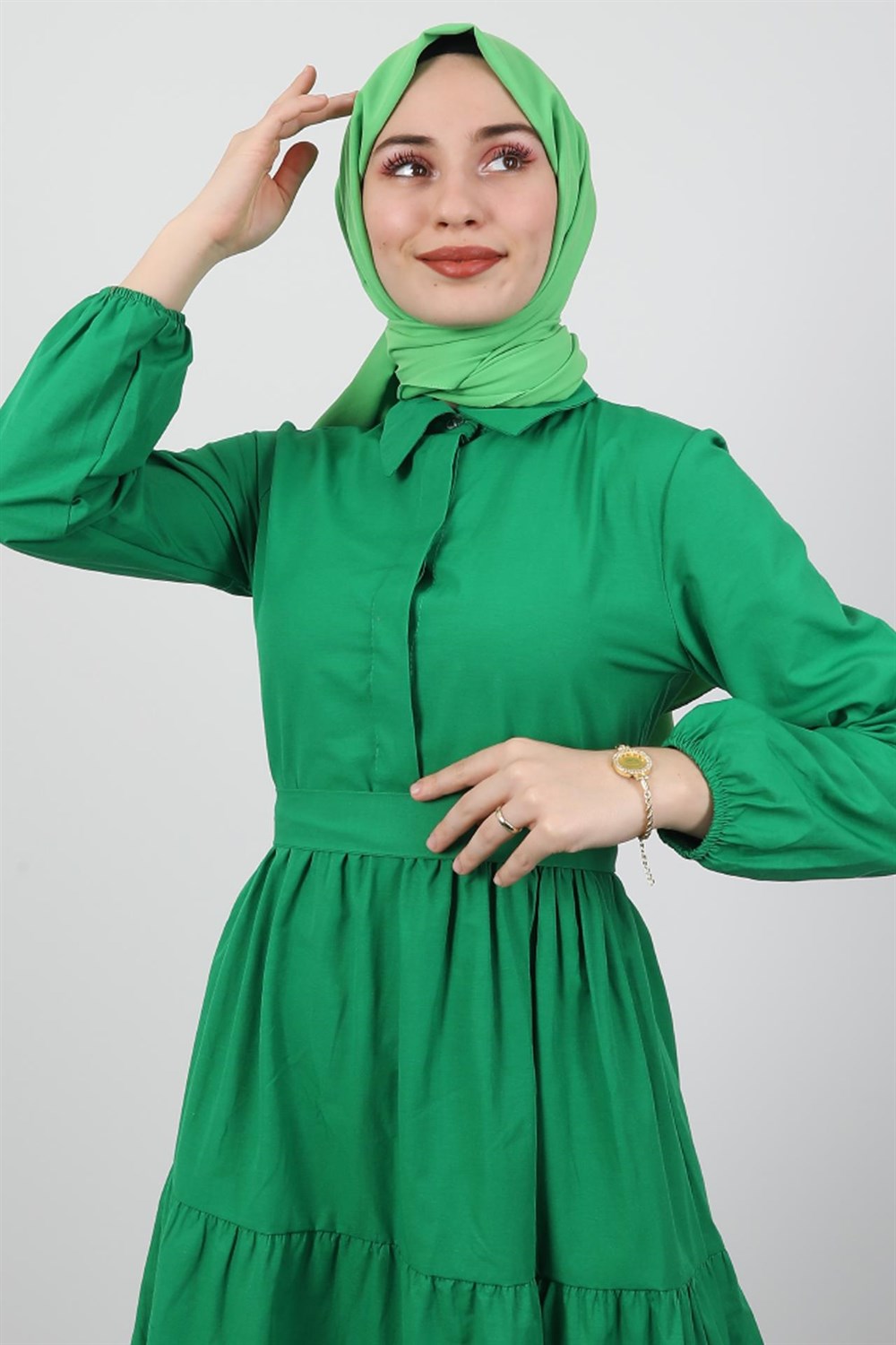 Standart Yaka Düğmeli Elbise Benetton