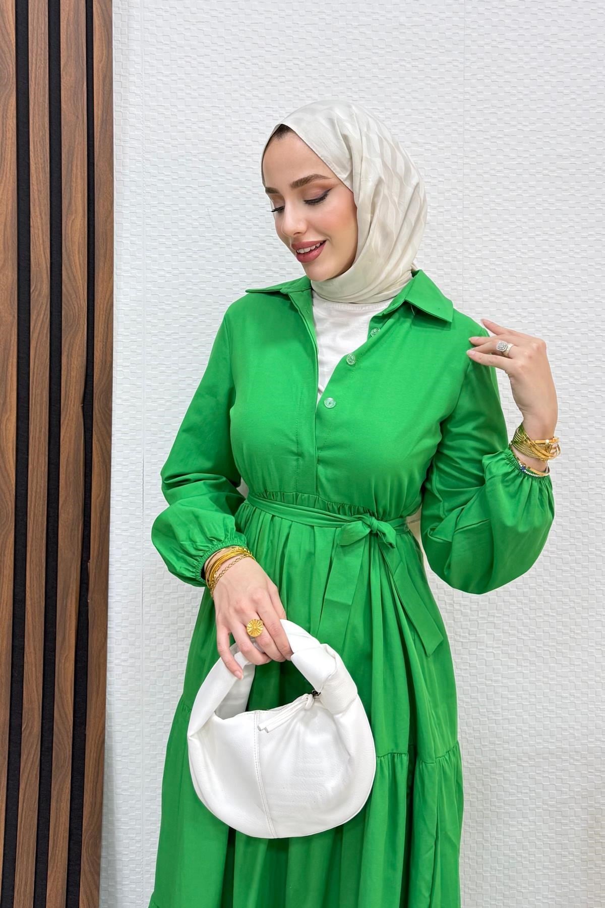 Standart Yaka Düğmeli Elbise Benetton