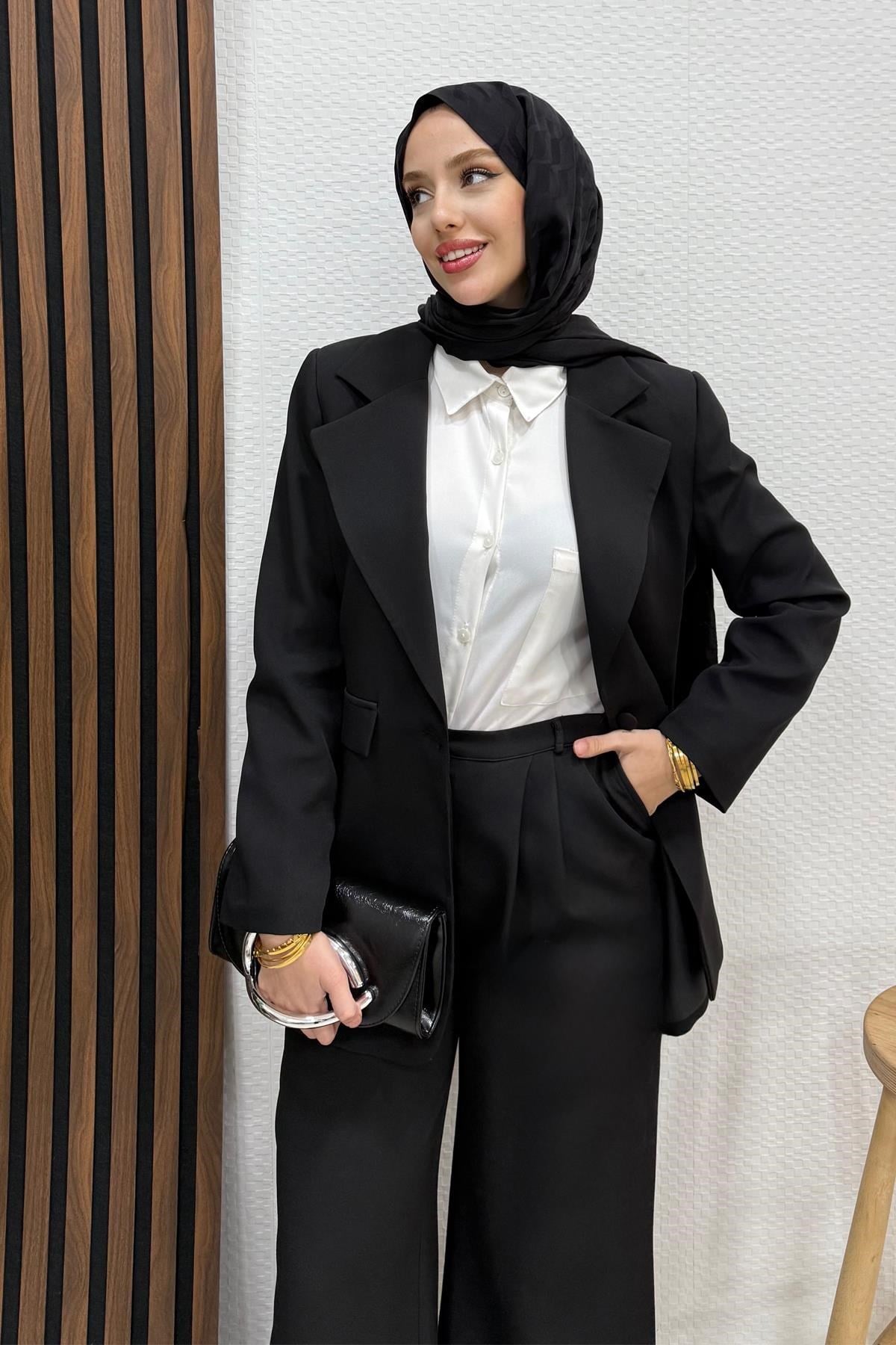Star Ceketli Takım Siyah