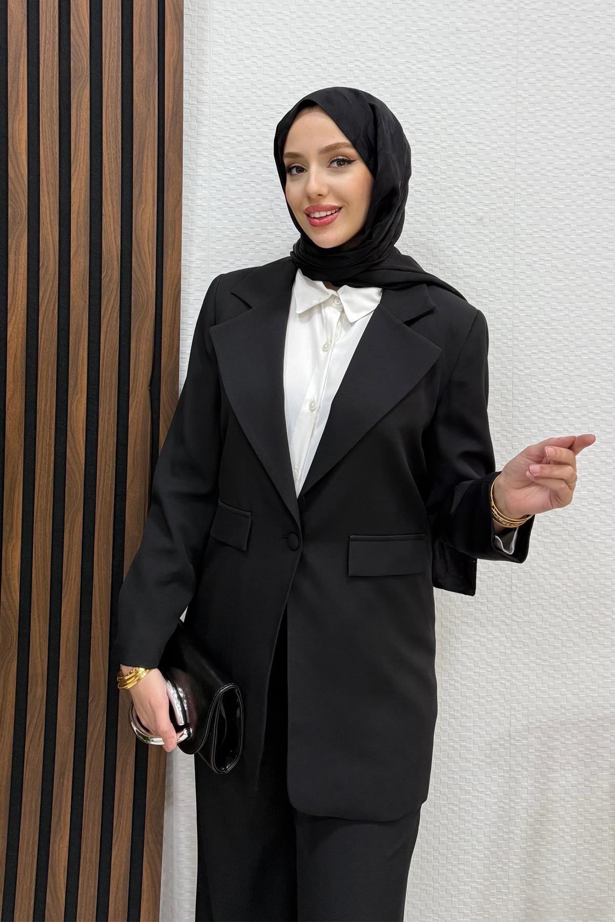 Star Ceketli Takım Siyah