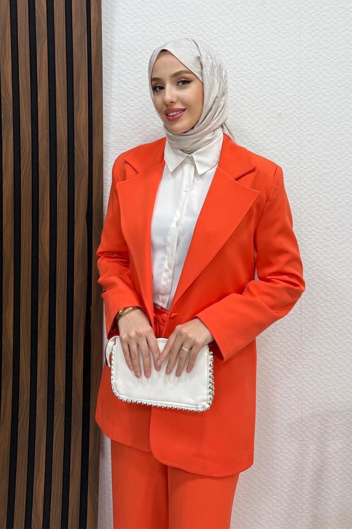 Star Ceketli Takım Turuncu