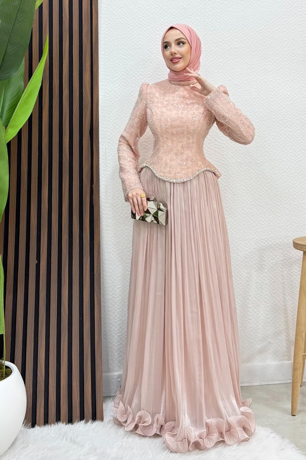 Stara Elit Abiye Soft Pembe