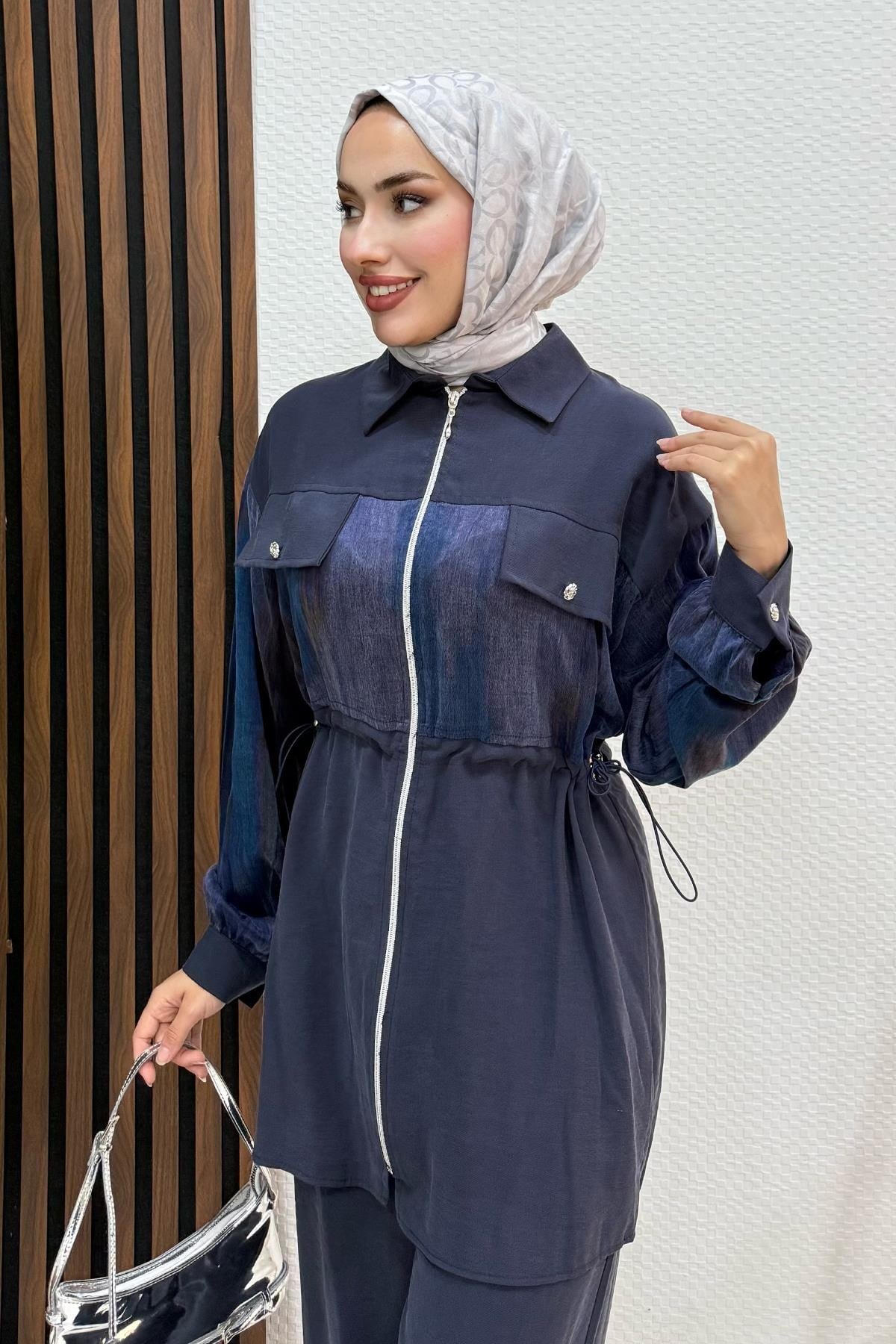 Tam Boy Fermuarlı Takım Lacivert