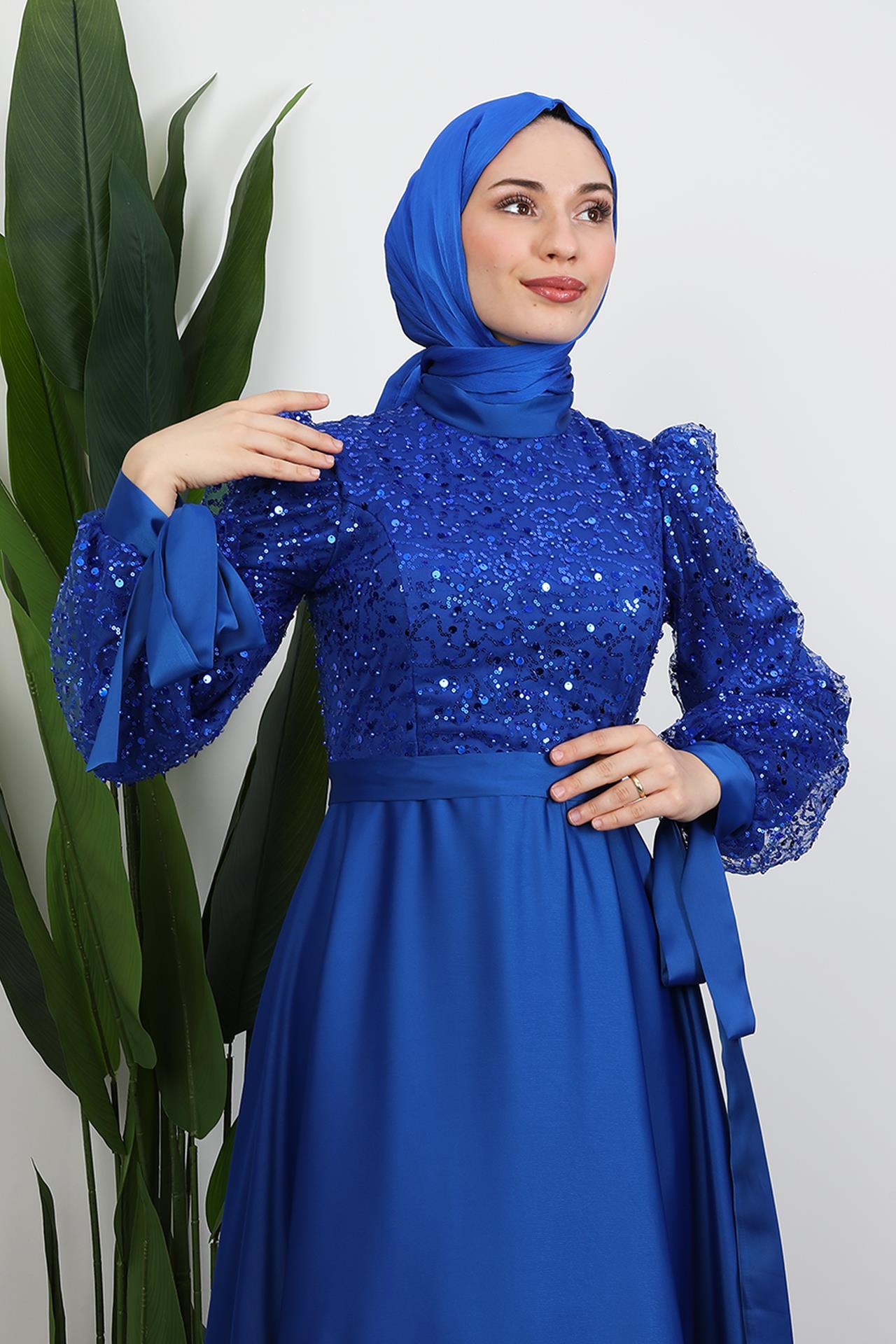 Tarlatanlı Pullu Abiye Saks