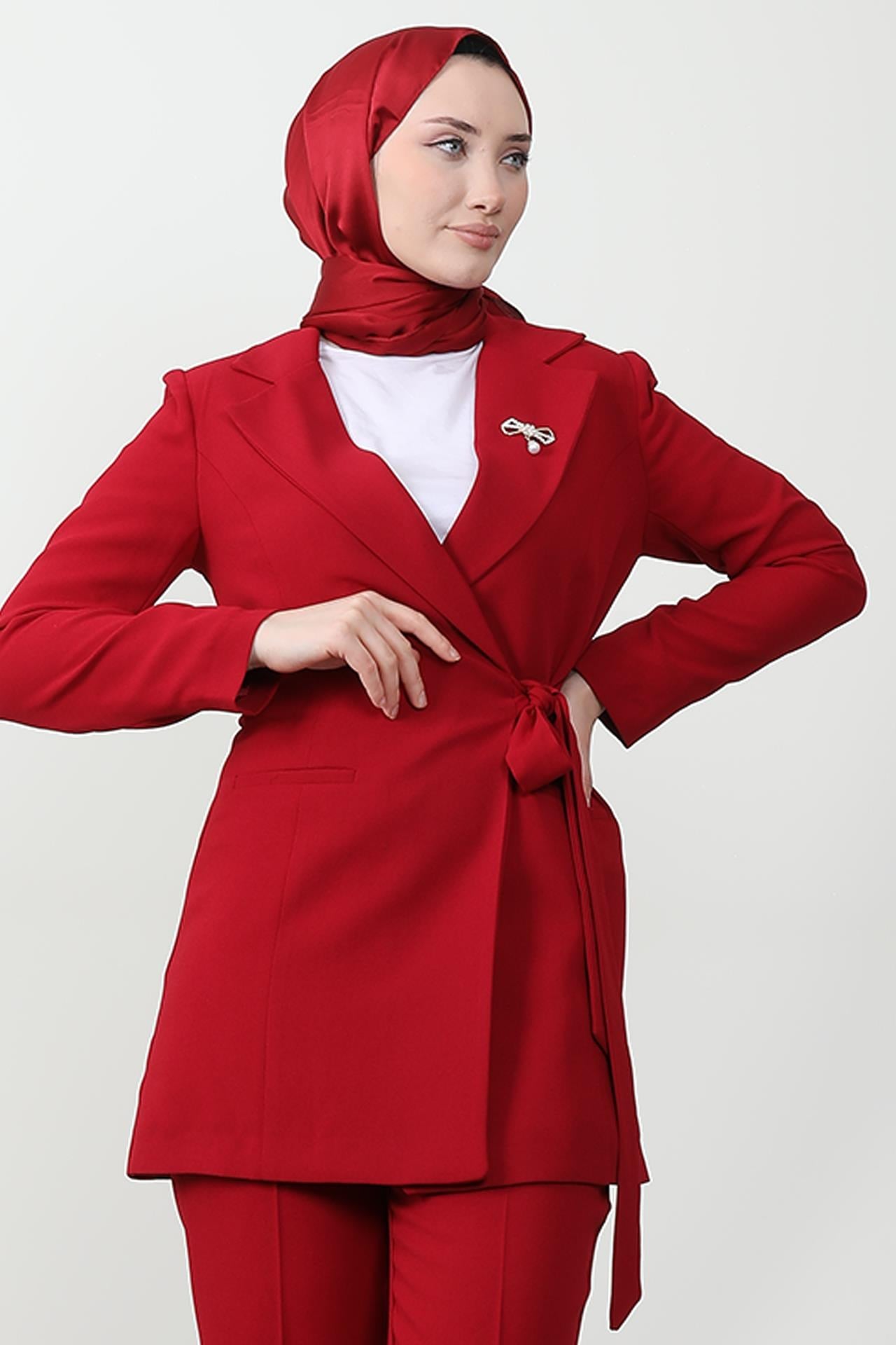 Taşlı Broşürlü Takım Bordo