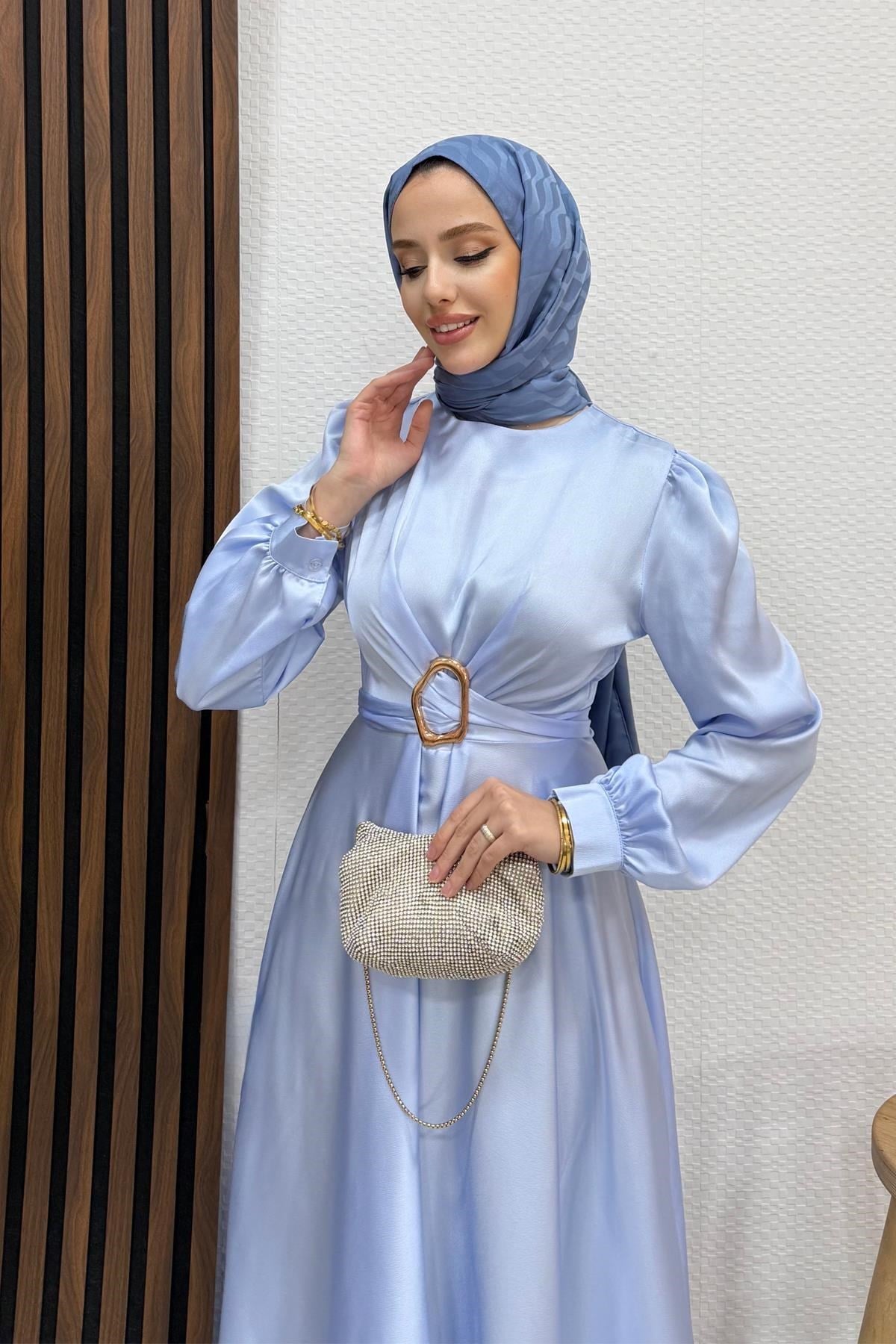 Tokalı Çapraz Bağlama Abiye Bebe Mavi