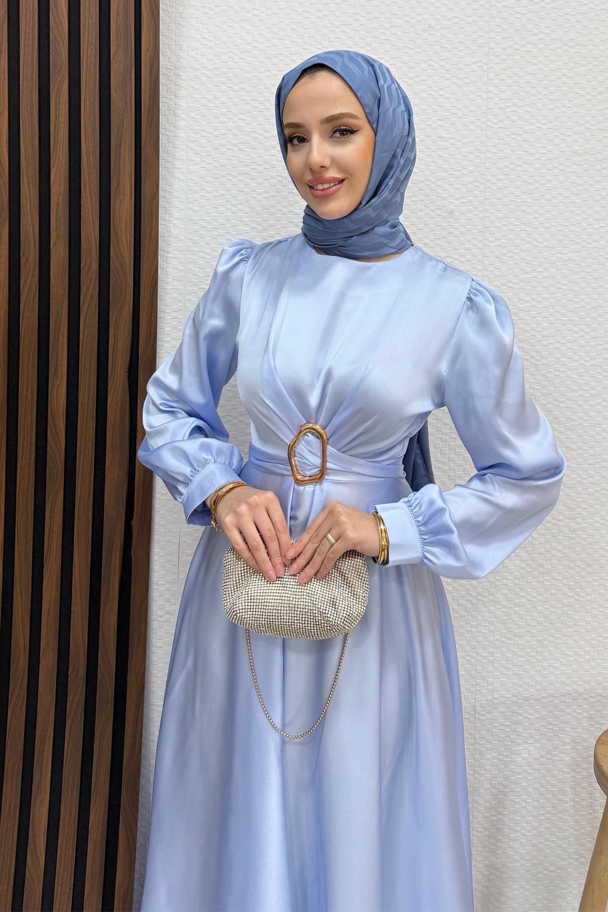 Tokalı Çapraz Bağlama Abiye Bebe Mavi