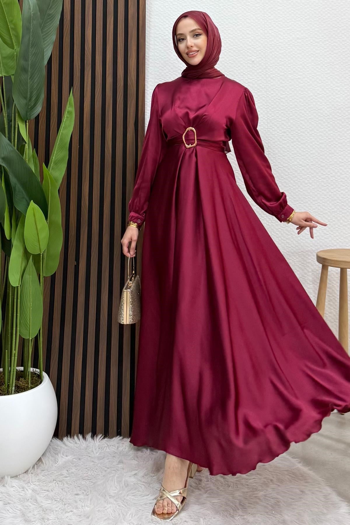 Tokalı Çapraz Bağlama Abiye Bordo