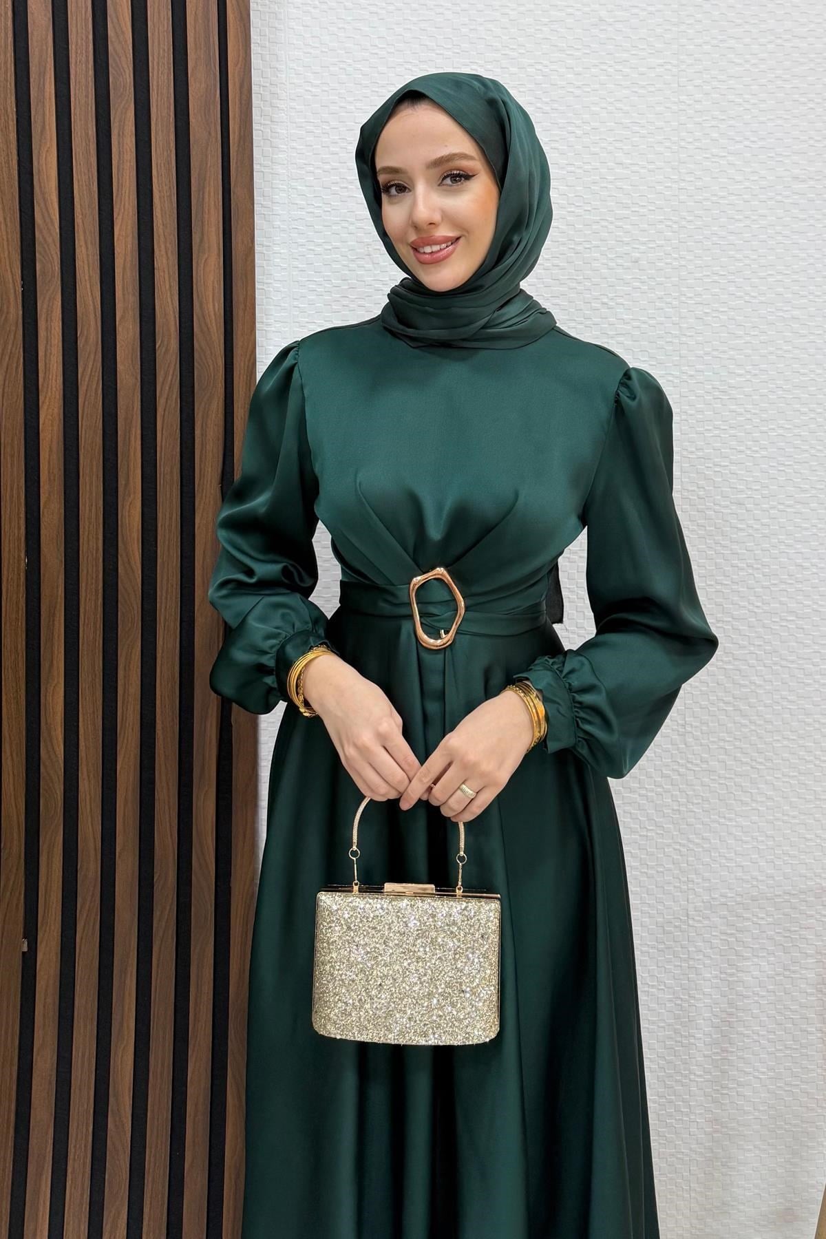 Tokalı Çapraz Bağlama Abiye Zümrüt