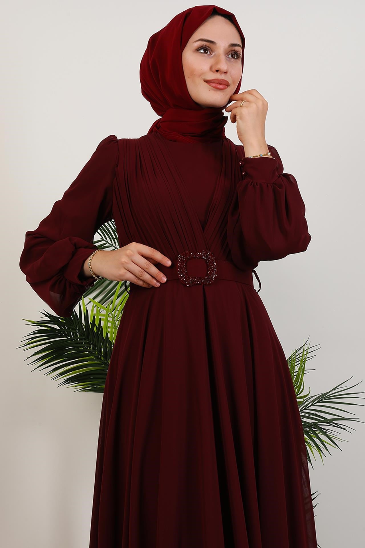 Tuğba Şifon Elbise Bordo